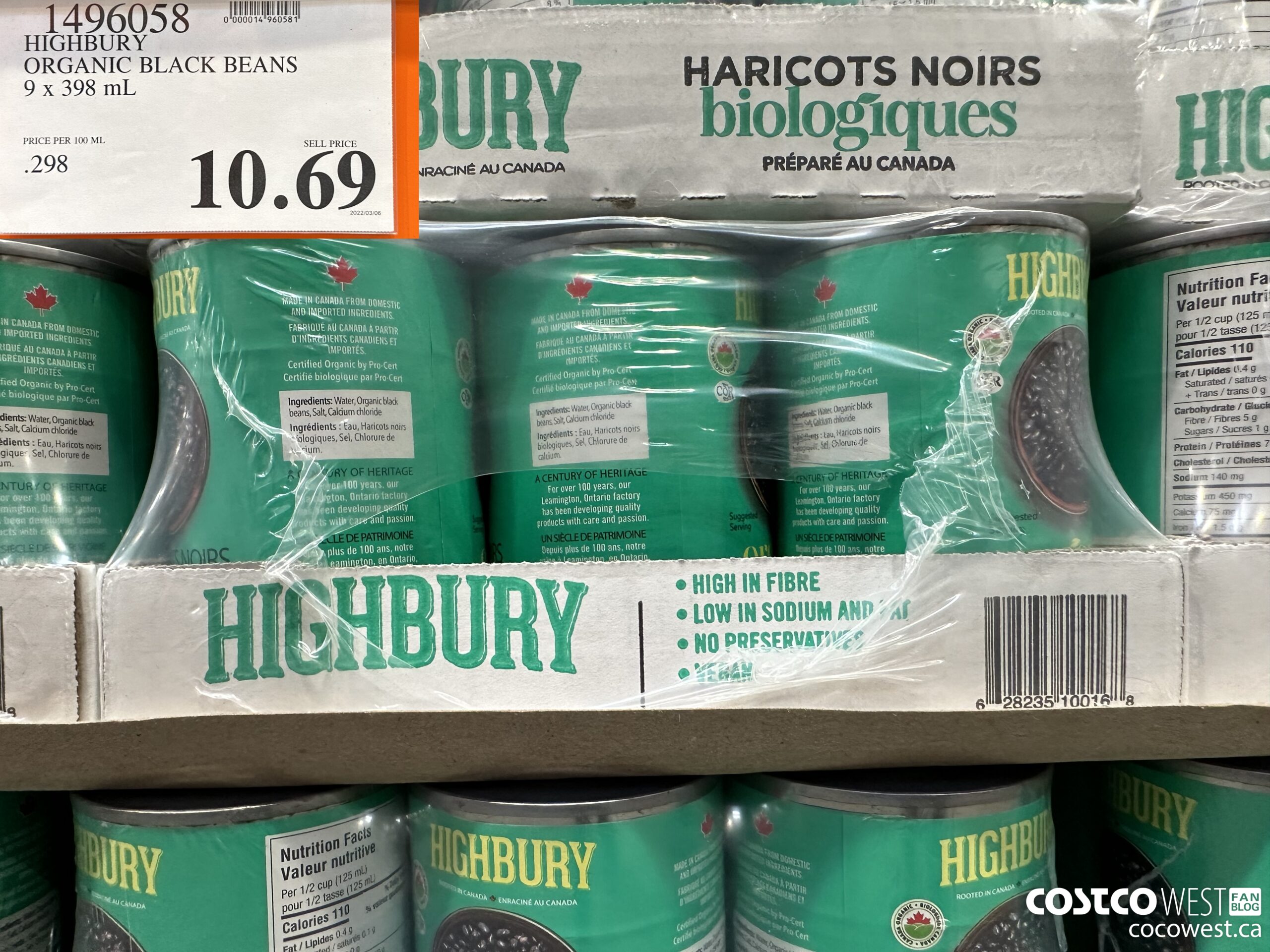 1496058 KETTLE CREEK ORGANIC BLACK BEANS 9 x 398 ml $10.69