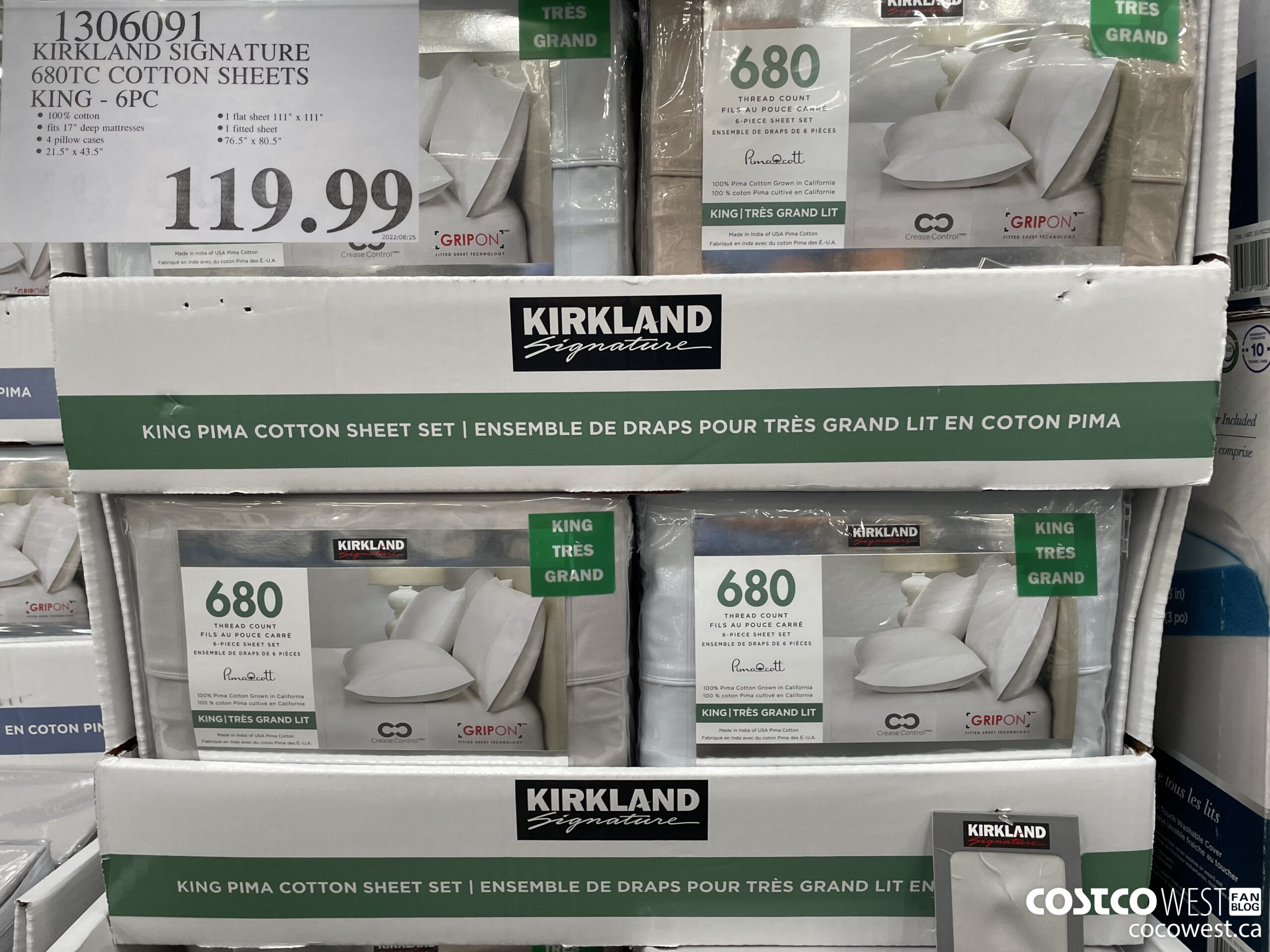 Kirkland Signature 680 Thread Count 6-piece Sheet Set