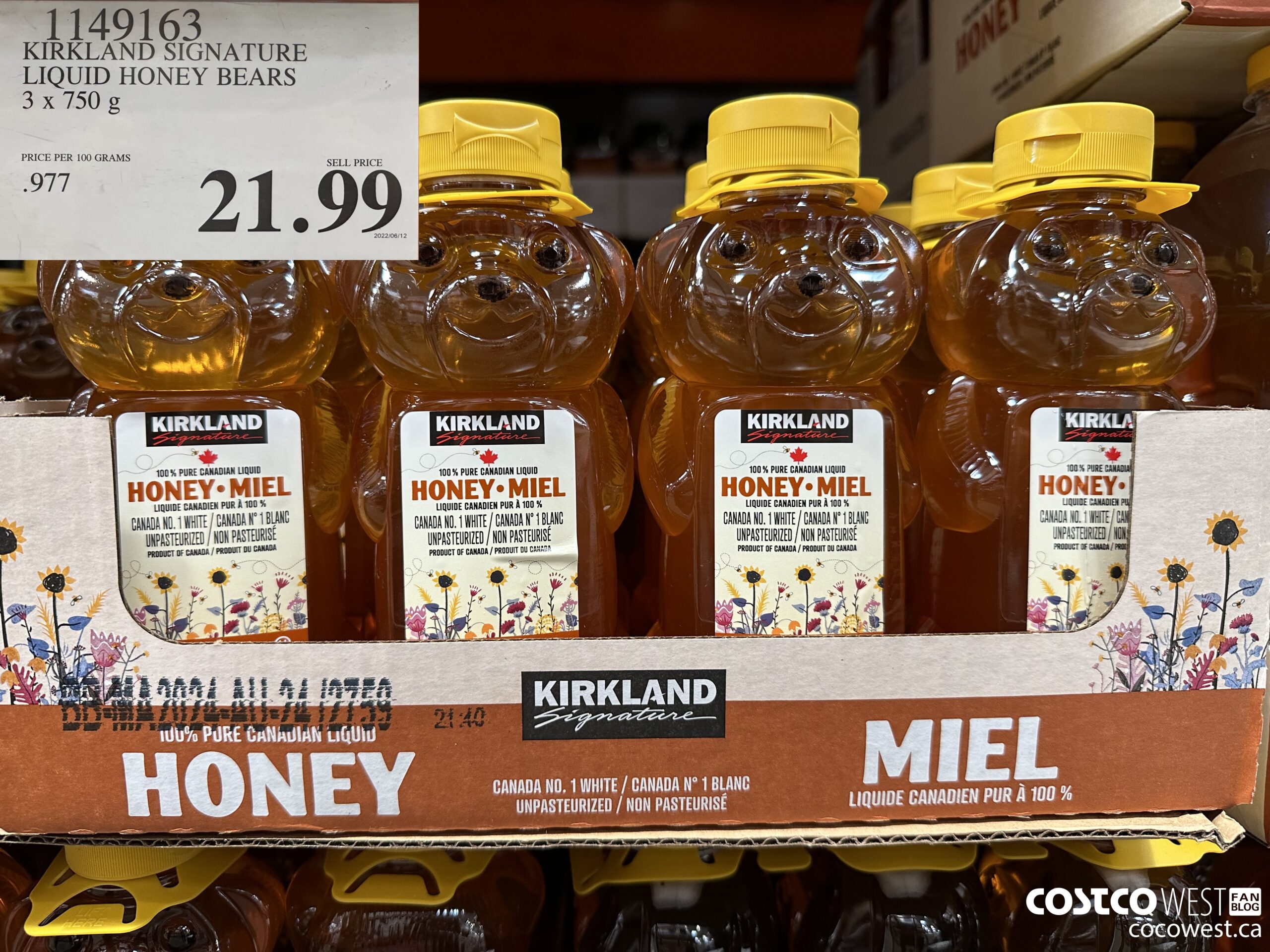 1149163 KIRKLAND SIGNATURE LIQUID HONEY BEARS 3 X 750 G $21.99