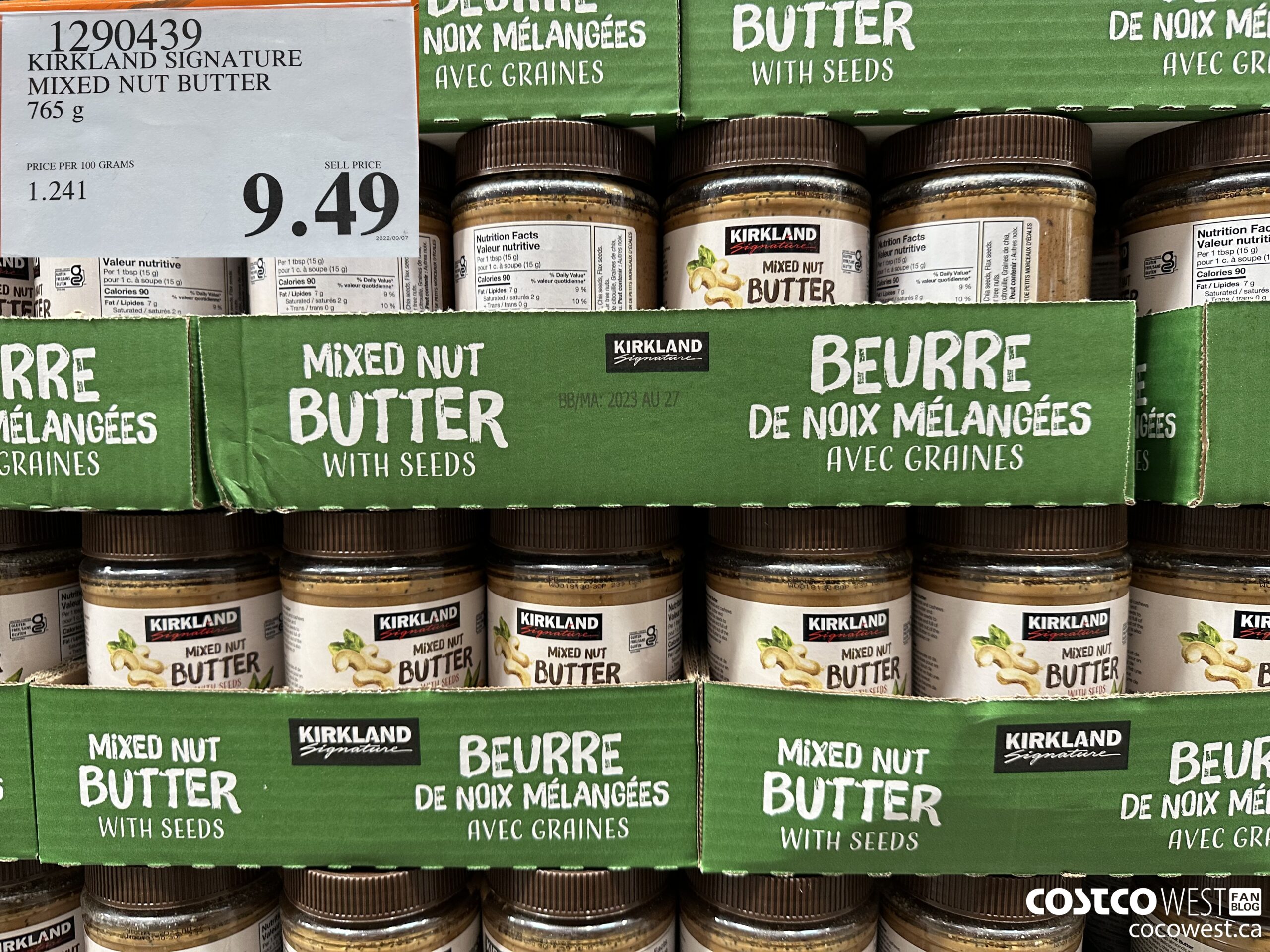 1290439 KIRKLAND SIGNATURE MIXED NUT BUTTER 765 G $9.49