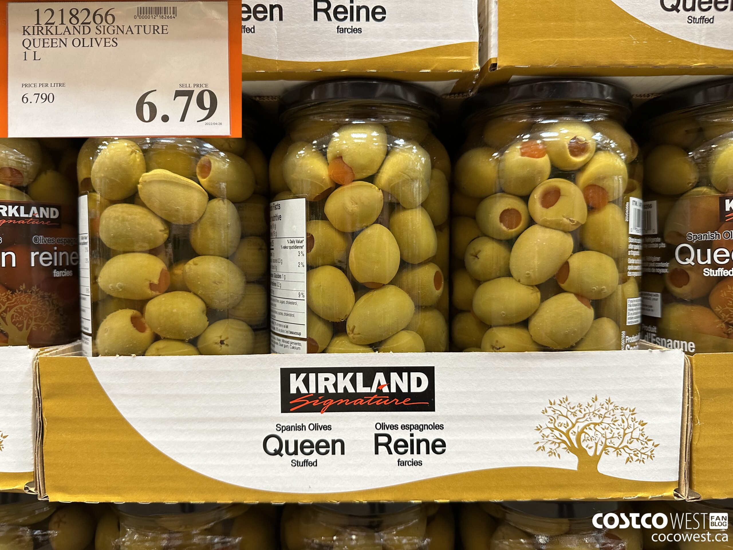 1218266 KIRKLAND SIGNATURE QUEEN OLIVES 1L $6.79