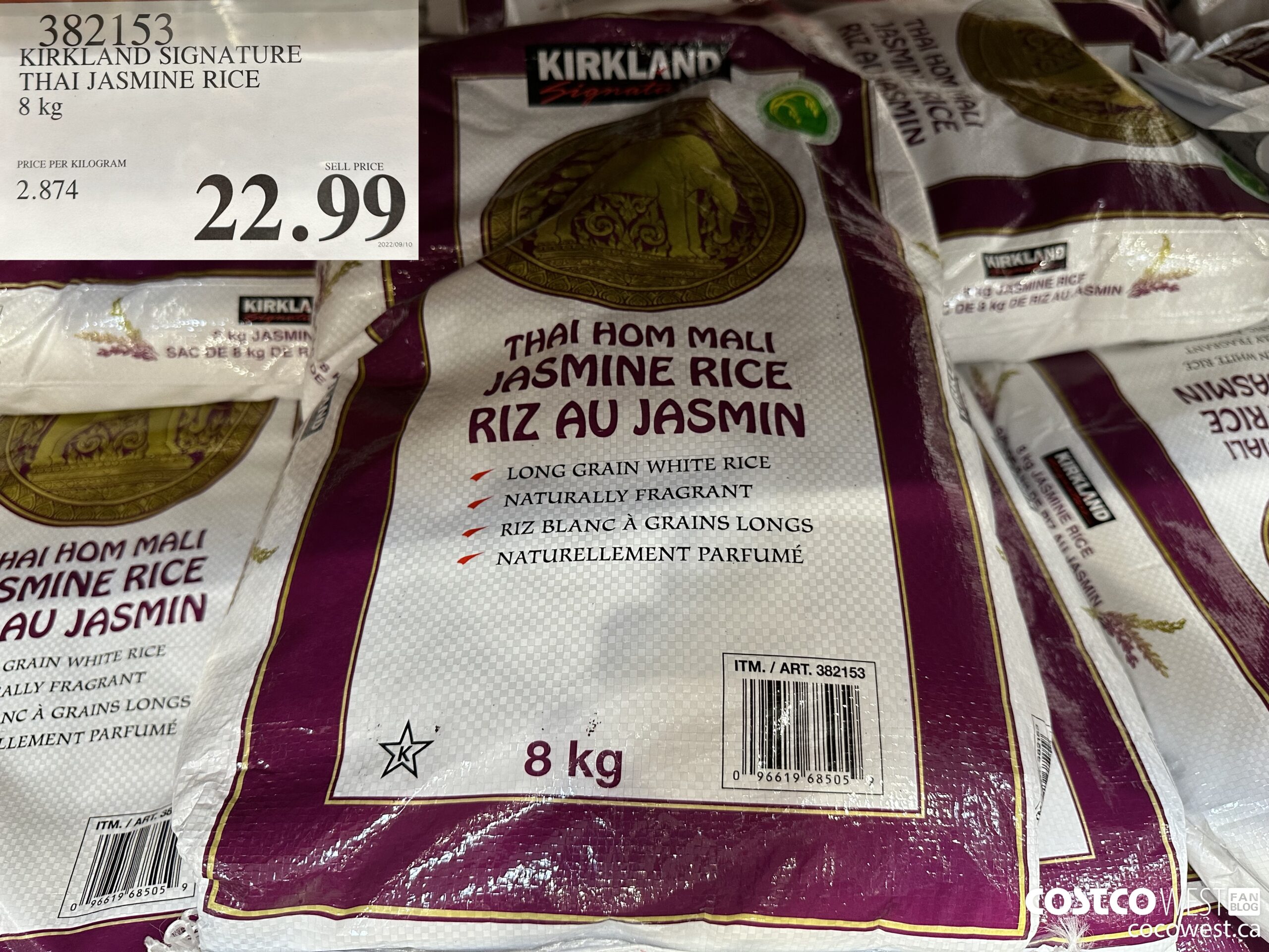 382153 KIRKLAND SIGNATURE THAI JASMINE RICE 8 kg $22.99