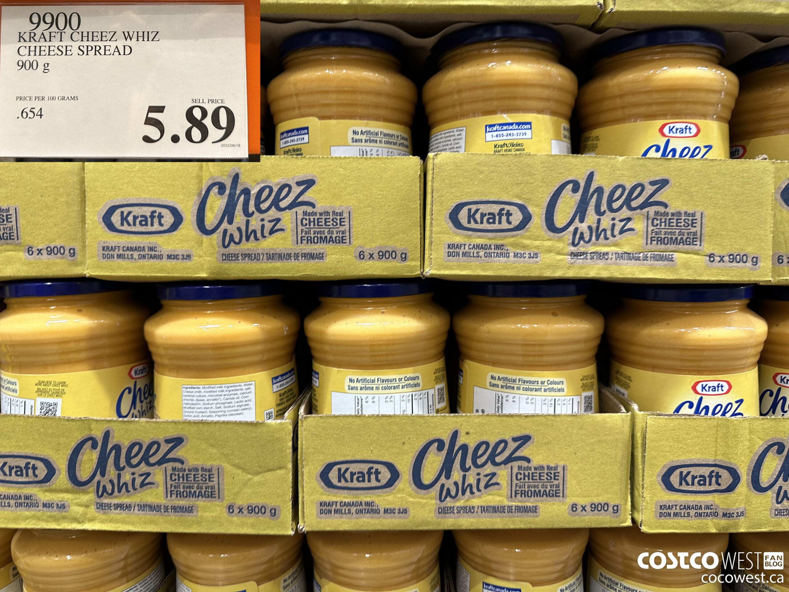 9900 KRAFT CHEEZ WHIZ CHEESE SPREAD 900 G $5.89