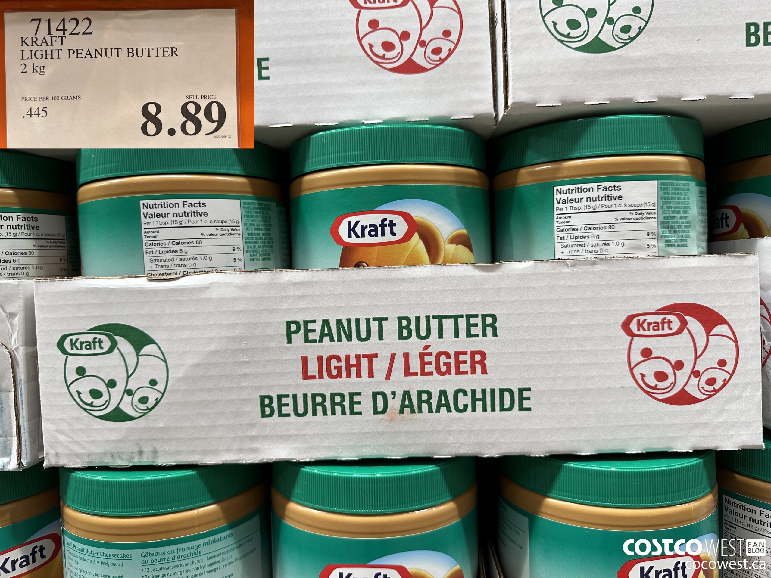 71422 KRAFT LIGHT PEANUT BUTTER 2 kg $8.89