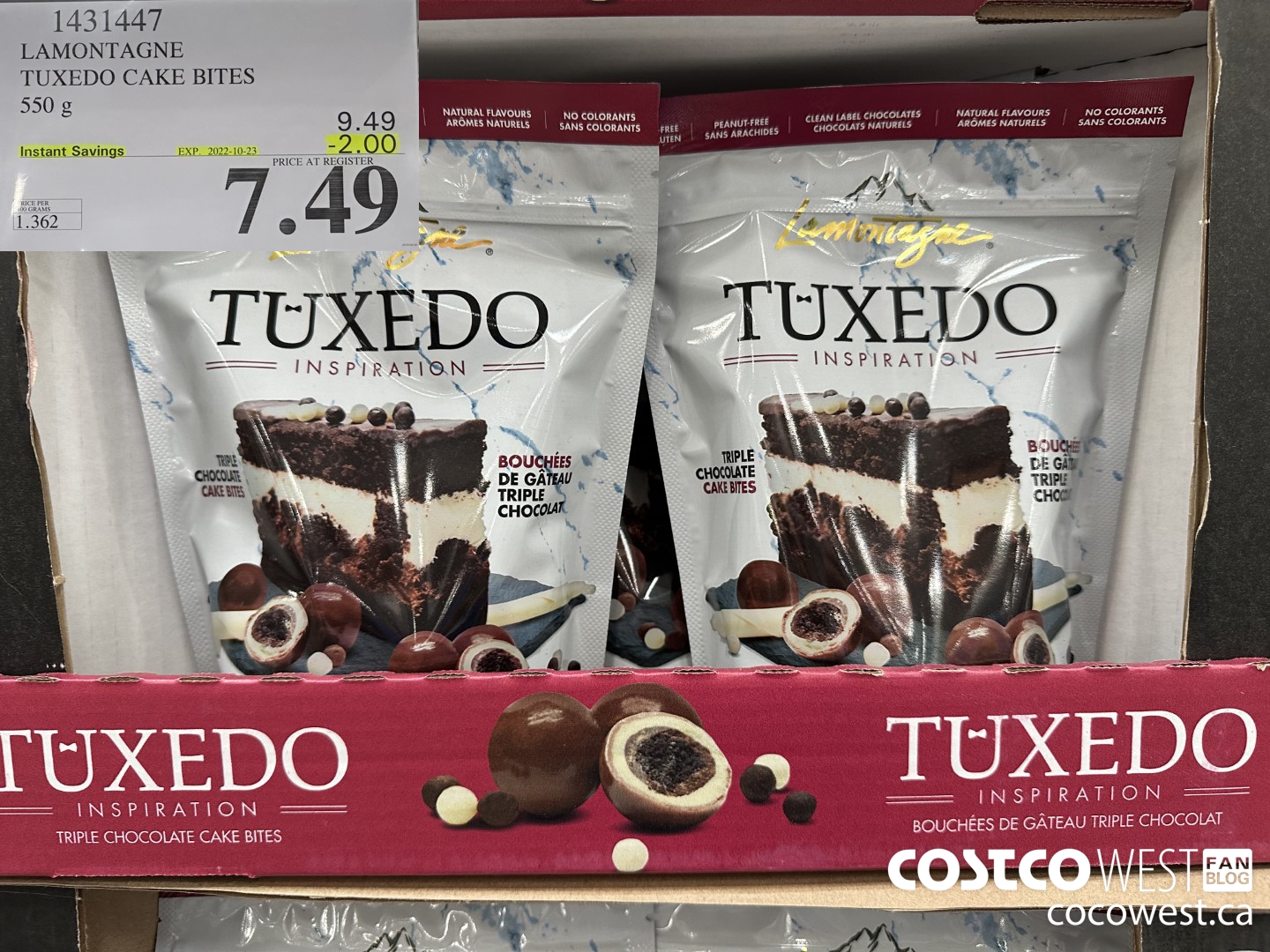 1431447 LAMONTAGNE TUXEDO CAKE BITES 550 g ($2.00 INSTANT SAVINGS EXPIRES ON 2022-10-23) $7.49