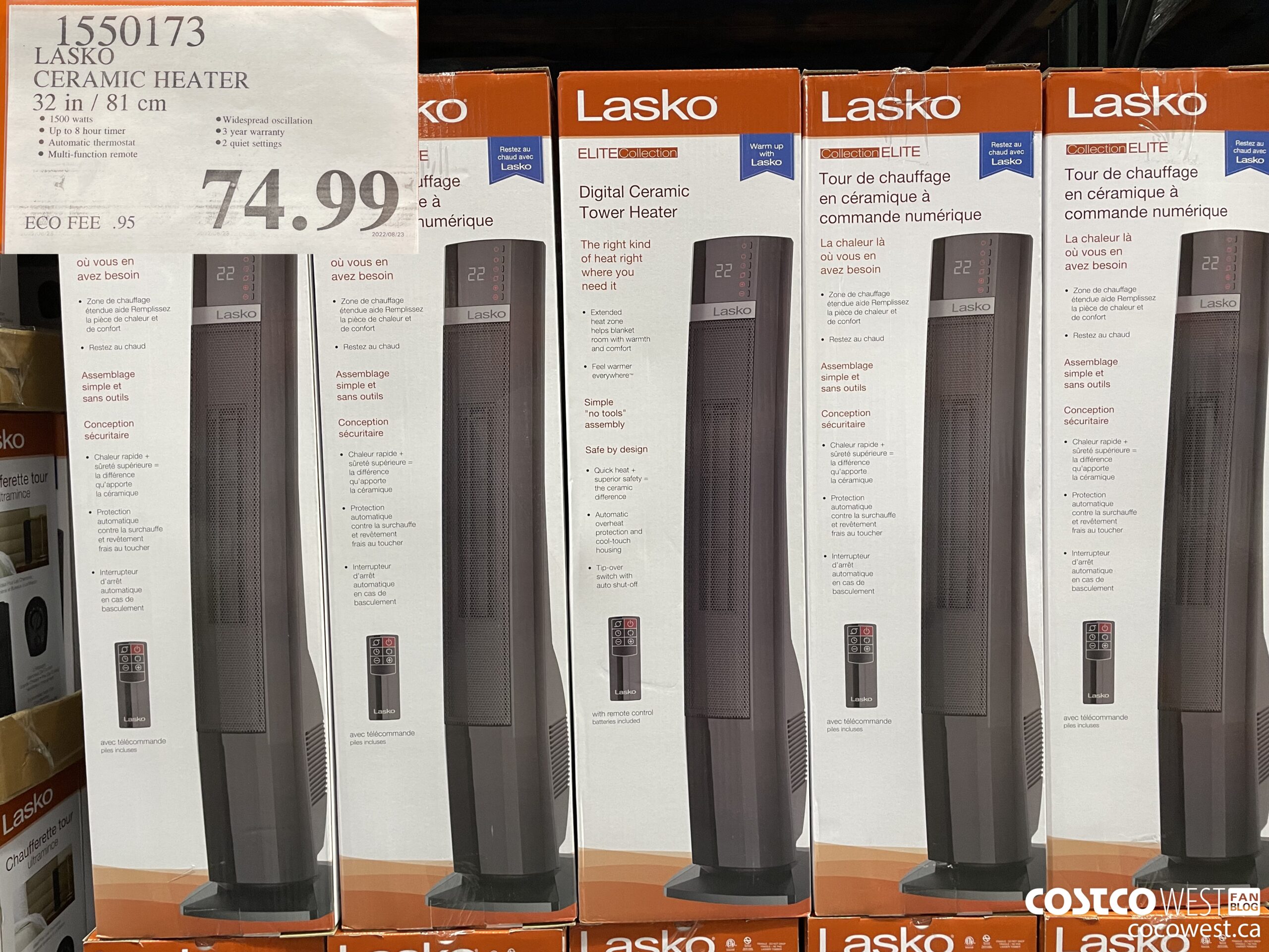 1550173 LASKO CERAMIC HEATER 32 IN / 81 CM $74.99
