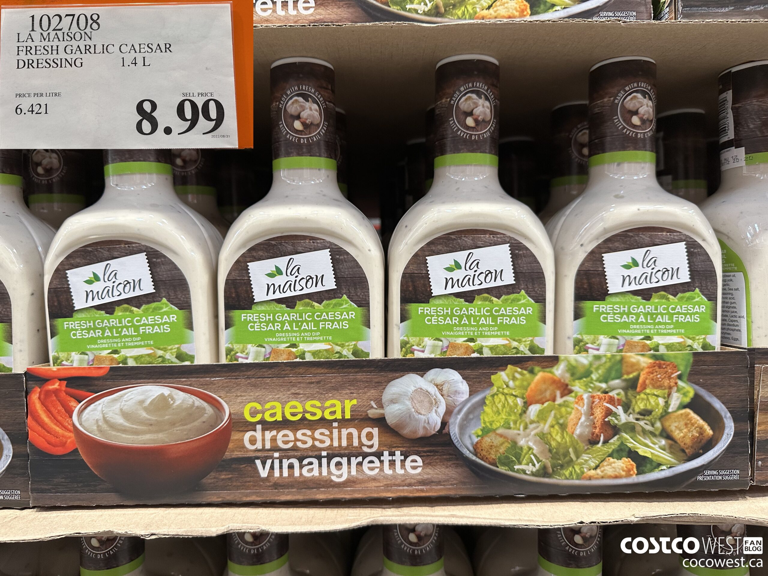 102708 LA MAISON FRESH GARLIC CAESAR DRESSING 1.4 L $8.99