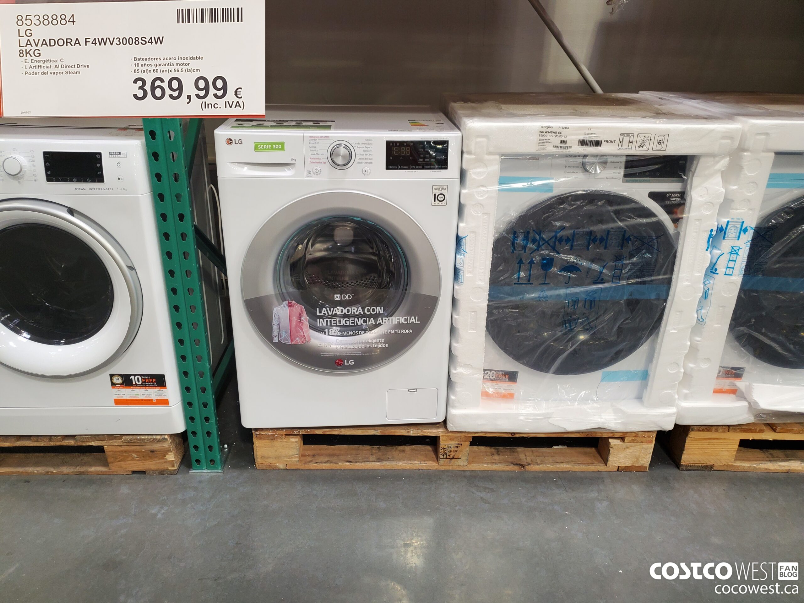 8538884 LG LAVADORA F4WV3008S4W 8KG $369.99