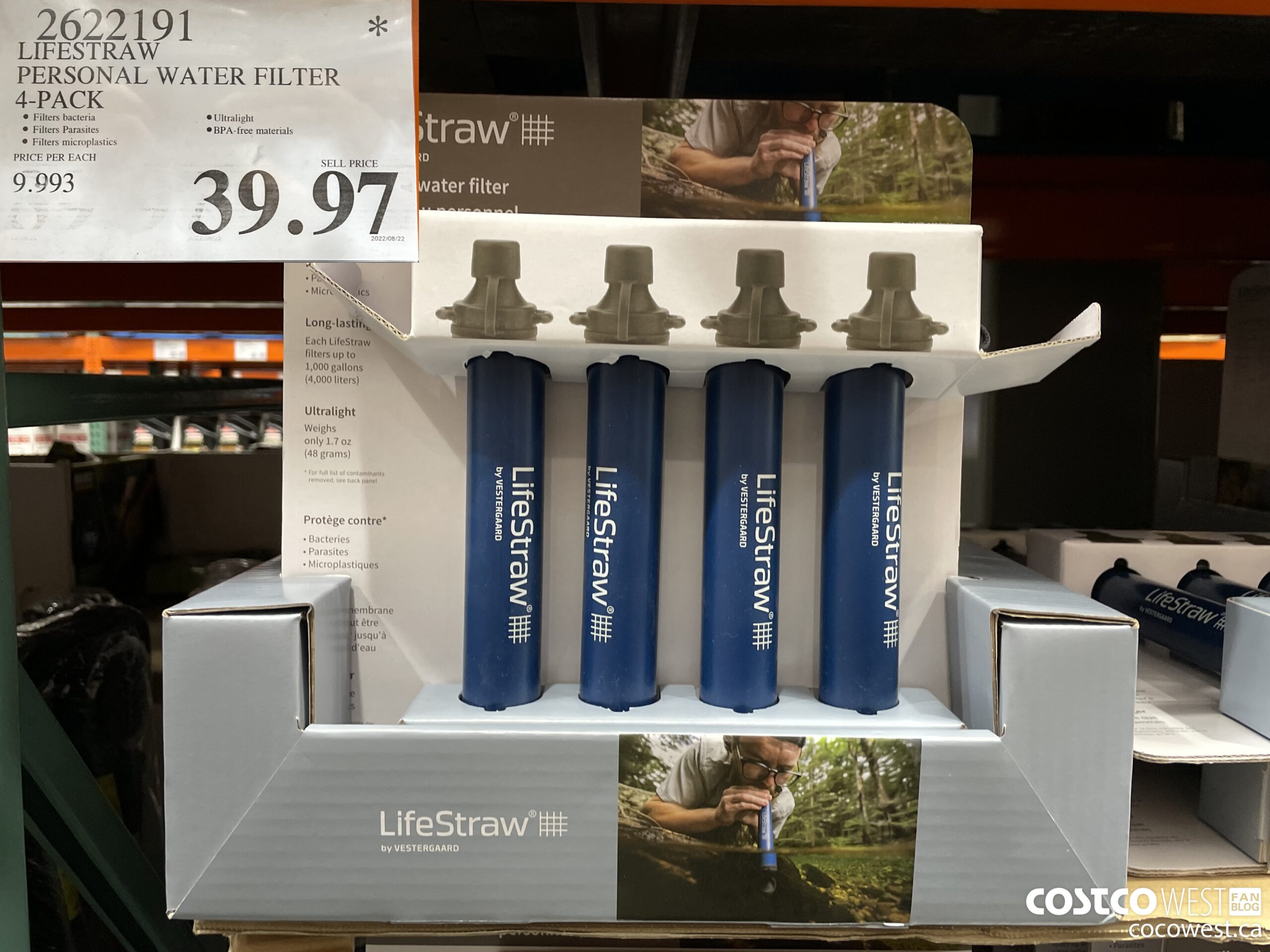 2622191 LIFESTRAW PERSONAL WATER FILTER 4-PACK $39.97