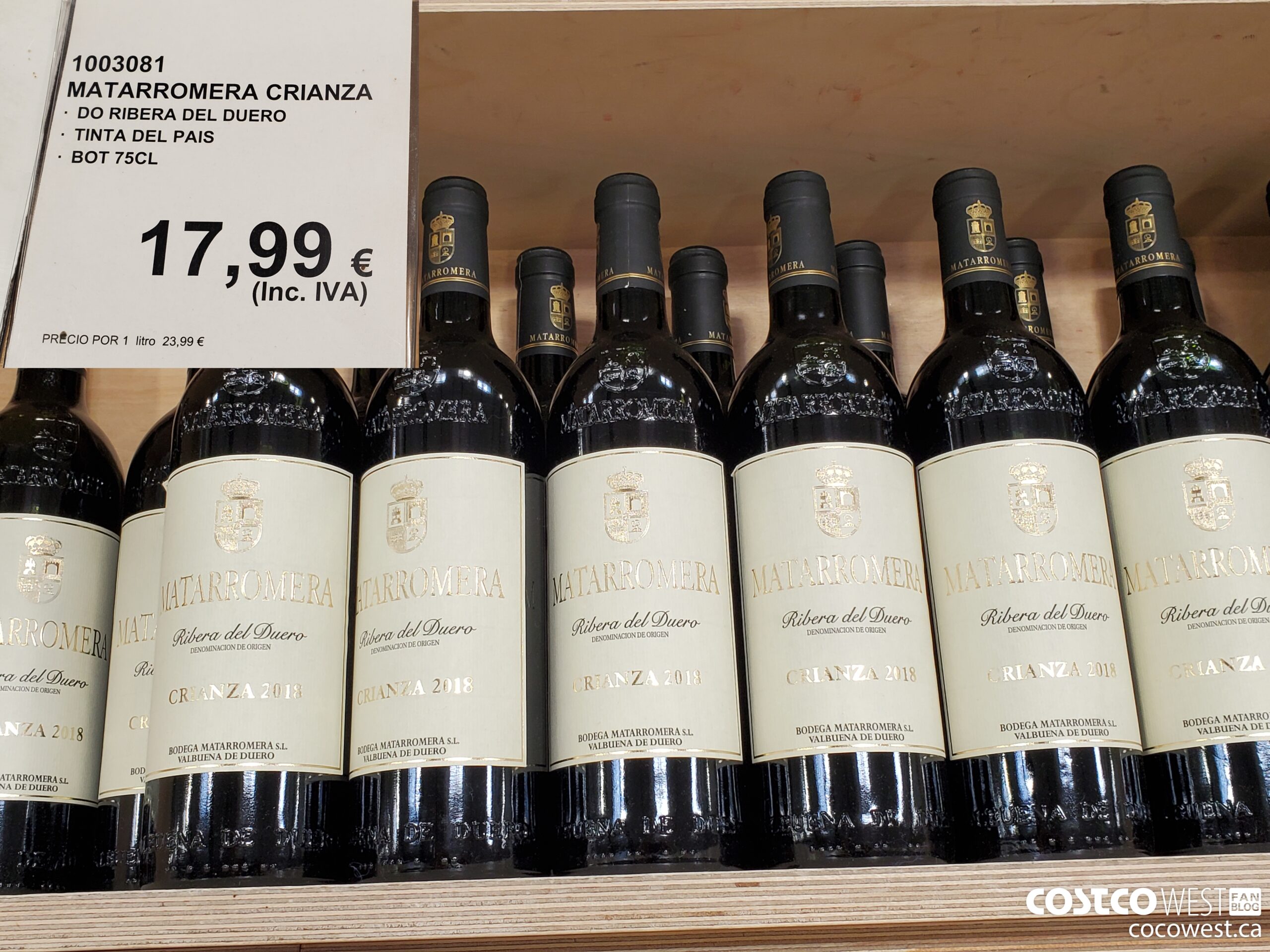 1003081 MATARROMERA CRIANZA DO RIBERA DEL DUERO TINTA DEL PAIS BOT 75CL $17.99
