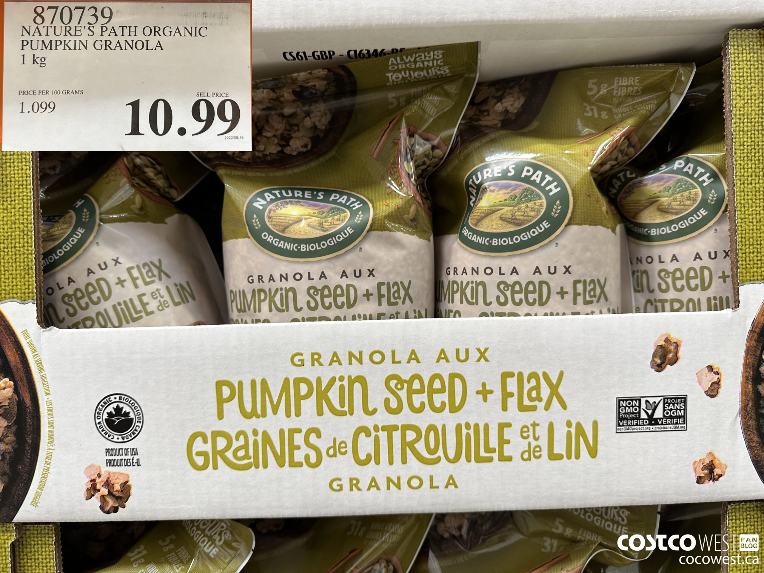 870739 NATURE'S PATH PUMPKIN GRANOLA 1KG $10.99