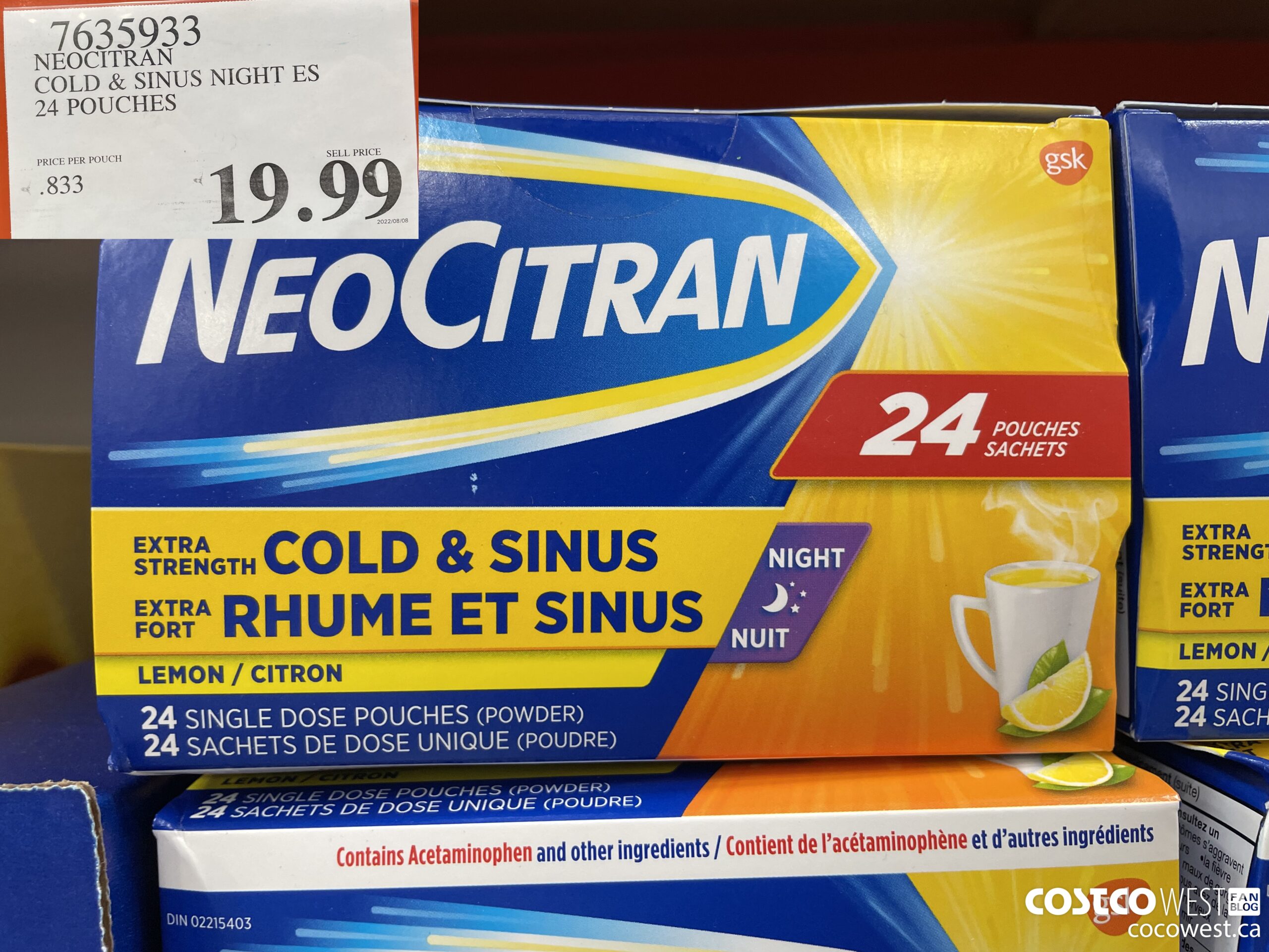 7635933 NEOCITRAN COLD & SINUS NIGHT ES 24 POUCHES $19.99