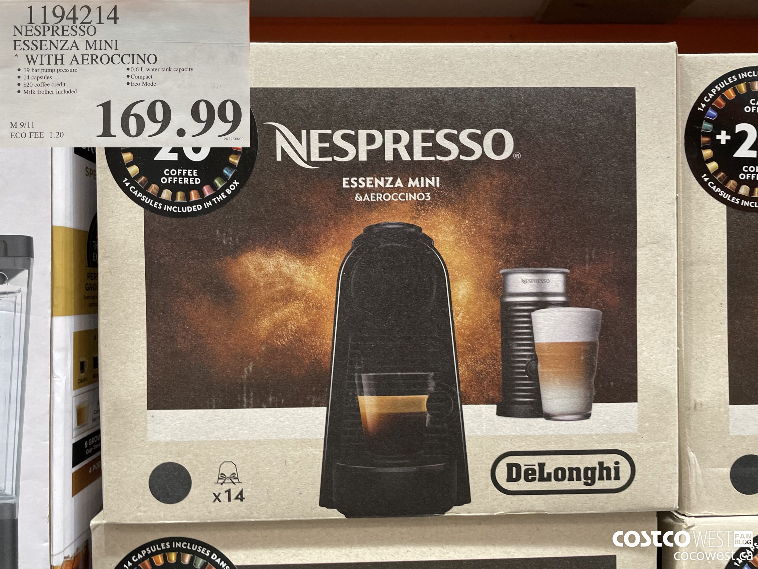 1194214 NESPRESSO ESSENZA MINI WITH AEROCCINO $169.99