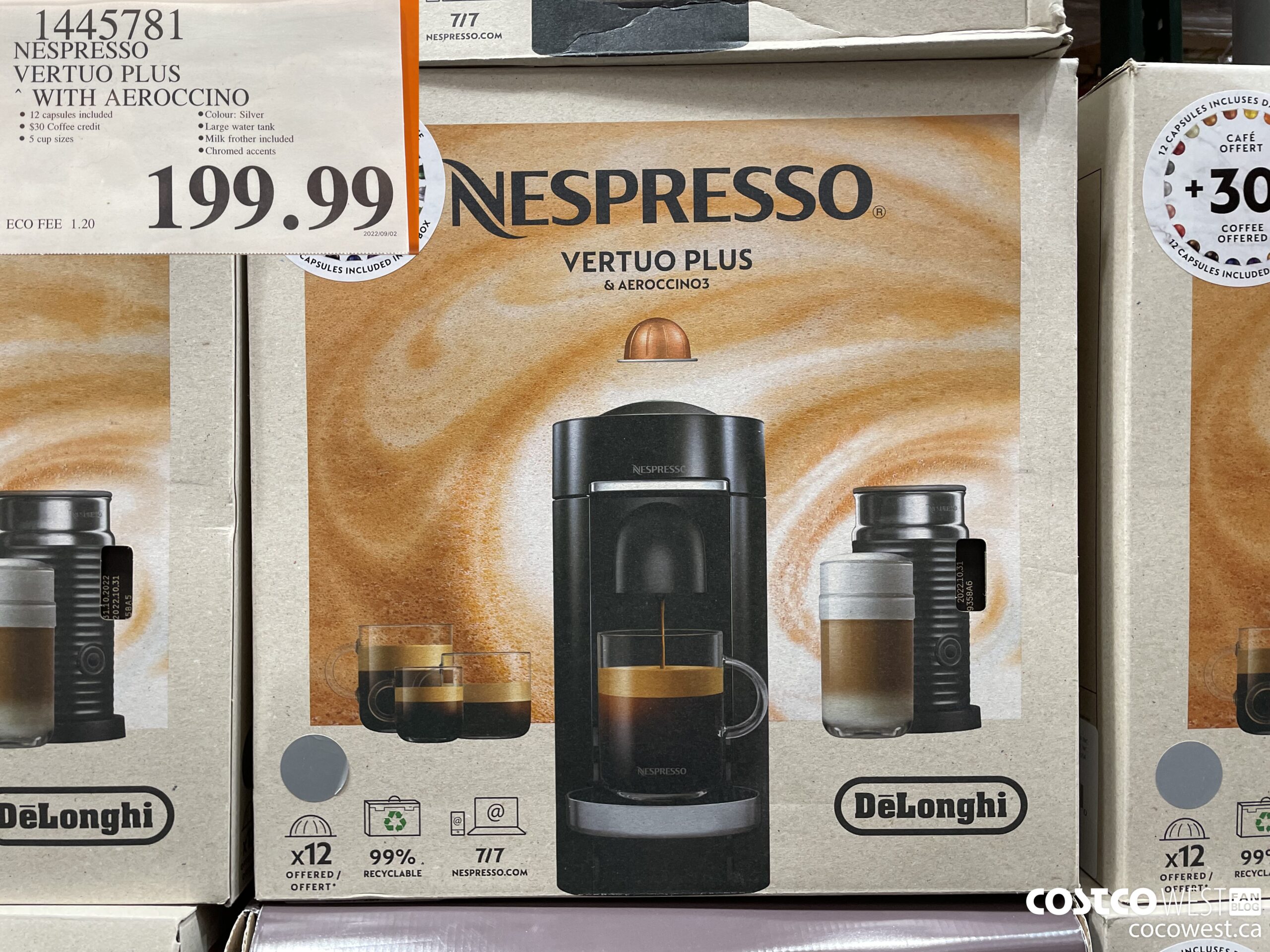 1445781 NESPRESSO VERTUO PLUS WITH AEROCCINO $199.99