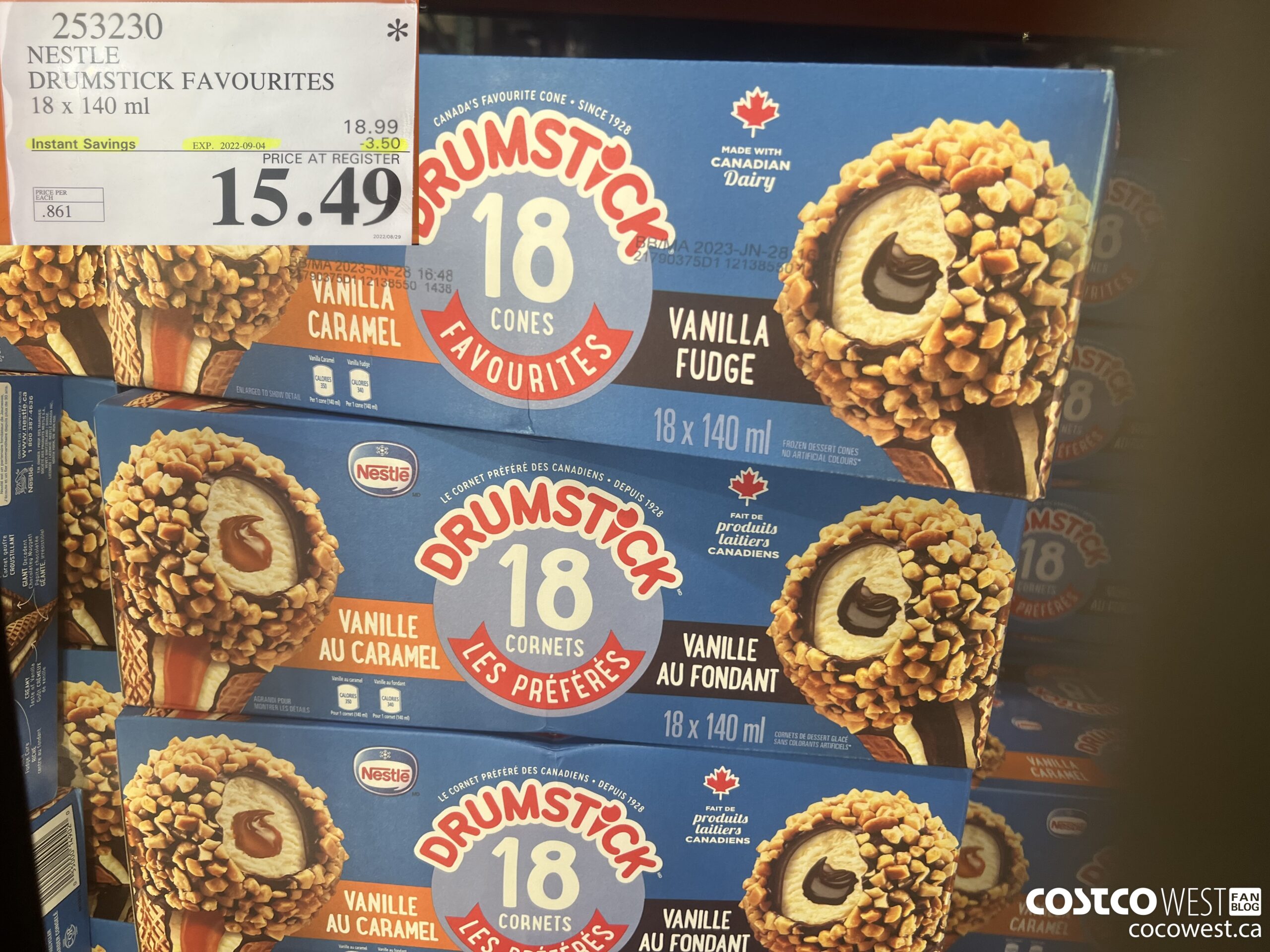 253230 NESTLE DRUMSTICK VARIETY PACK 18 x 140 ml ($3.50 INSTANT SAVINGS EXPIRES ON 2022-09-04) $15.49