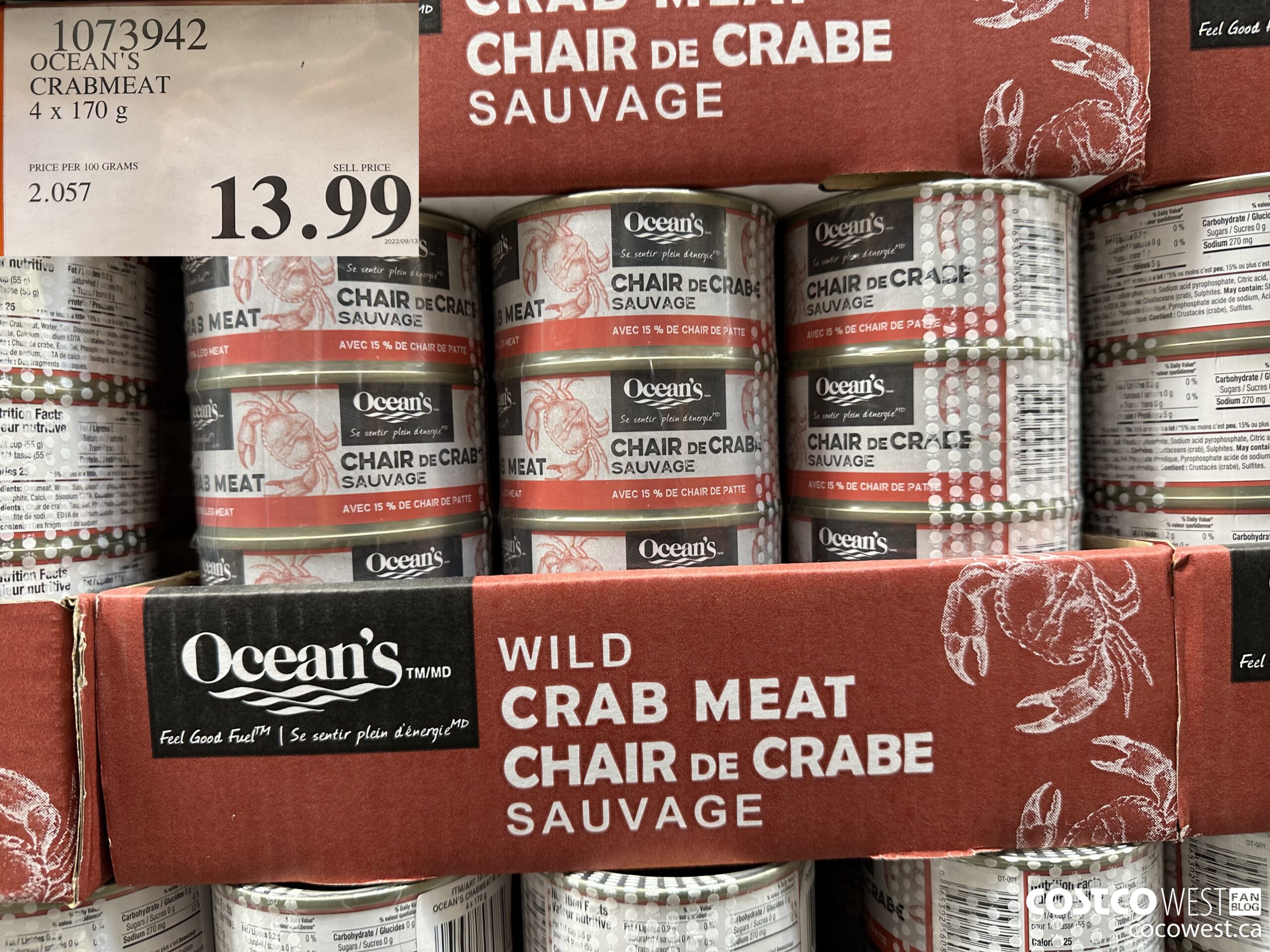 1073942 OCEAN'S CRABMEAT 4 X 170 G $13.99