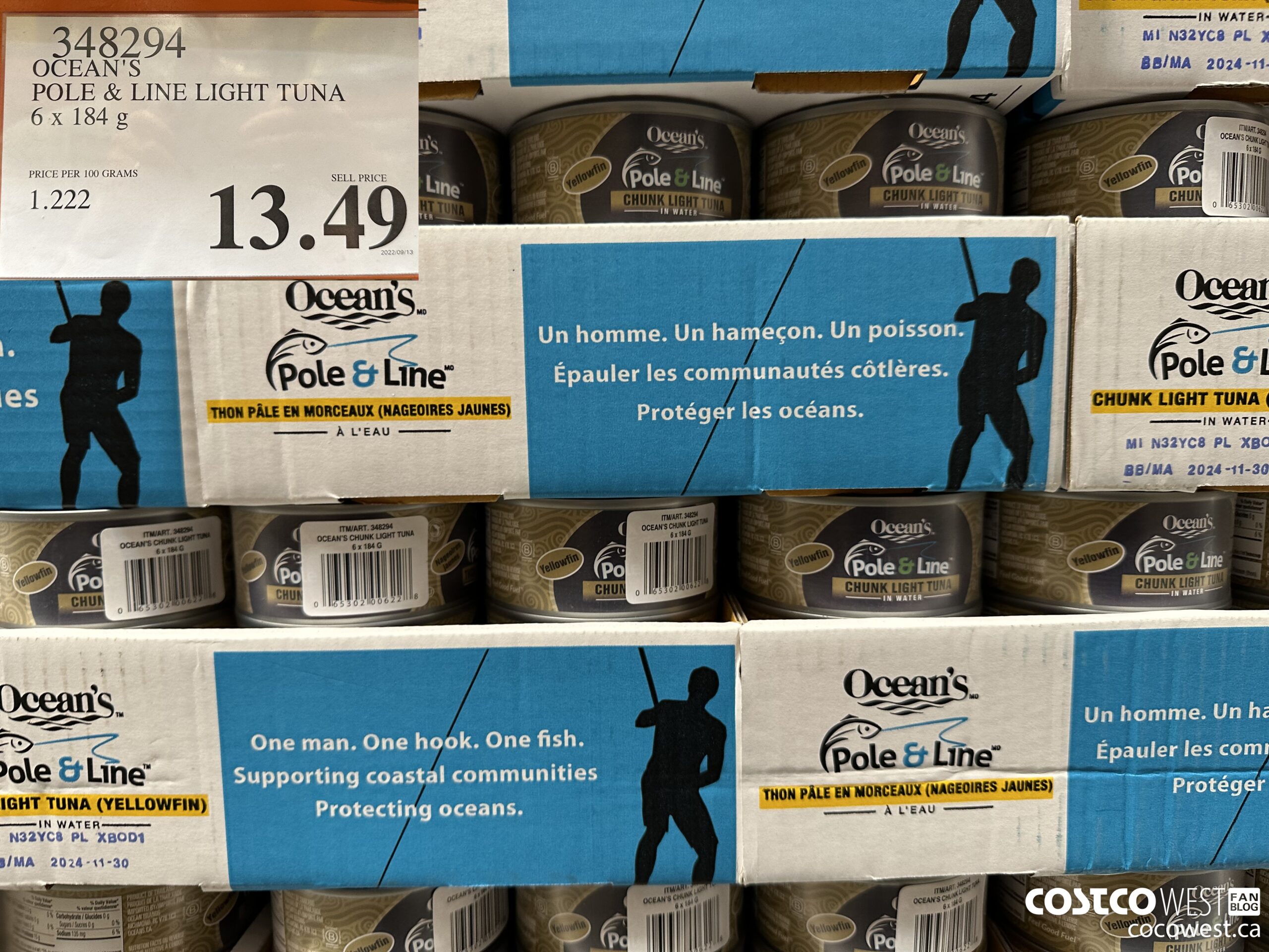 348294 OCEAN'S POLE & LINE LIGHT TUNA 6 x 184 g $13.49