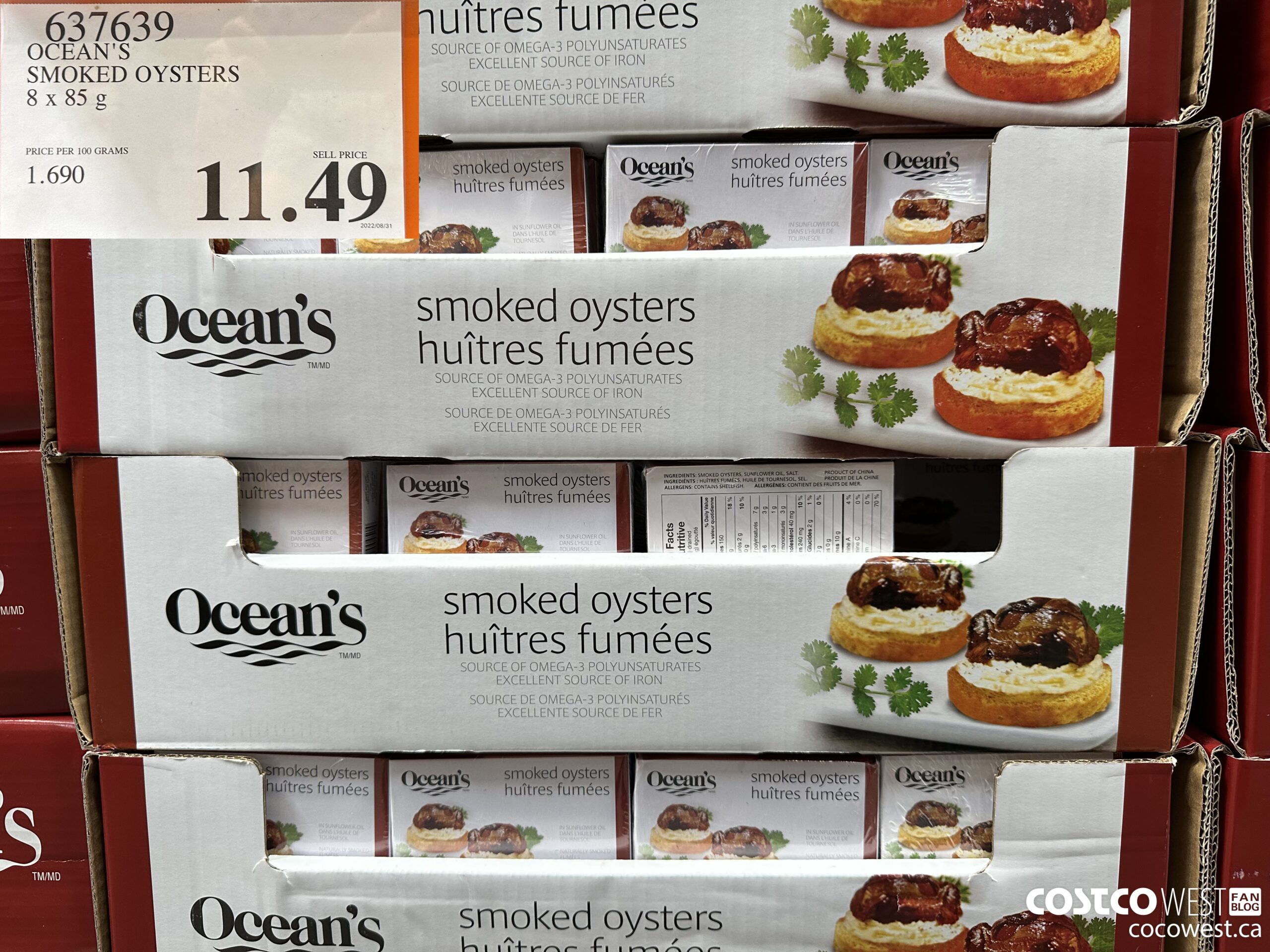 637639 OCEAN'S SMOKED OYSTERS 8 x 85 g $11.49