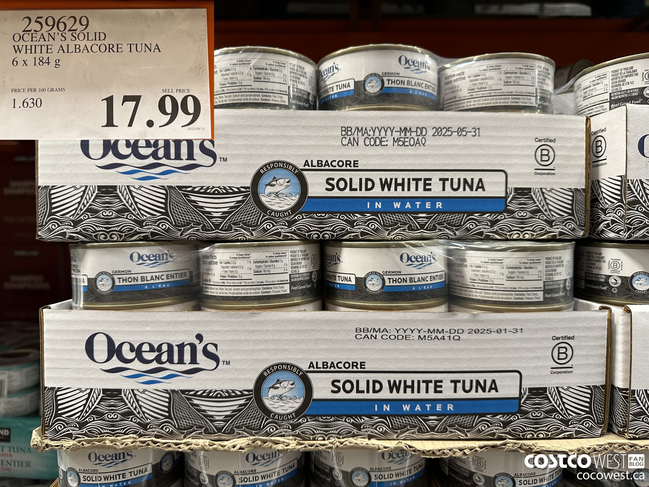 259629 OCEAN'S SOLID WHITE TUNA 6 X 184 G $17.99
