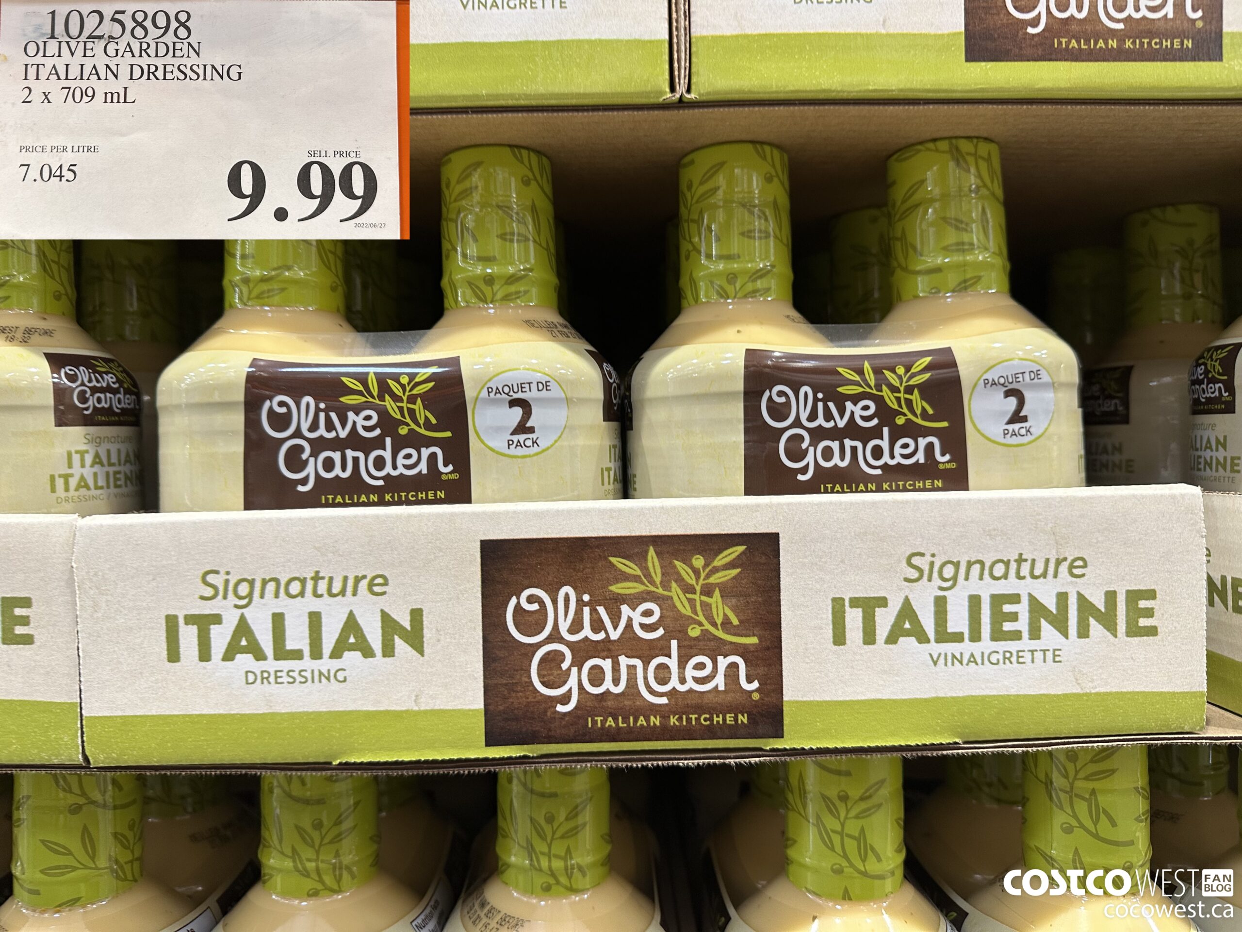 1025898 OLIVE GARDEN ITALIAN DRESSING 2 X 709 ML $9.99
