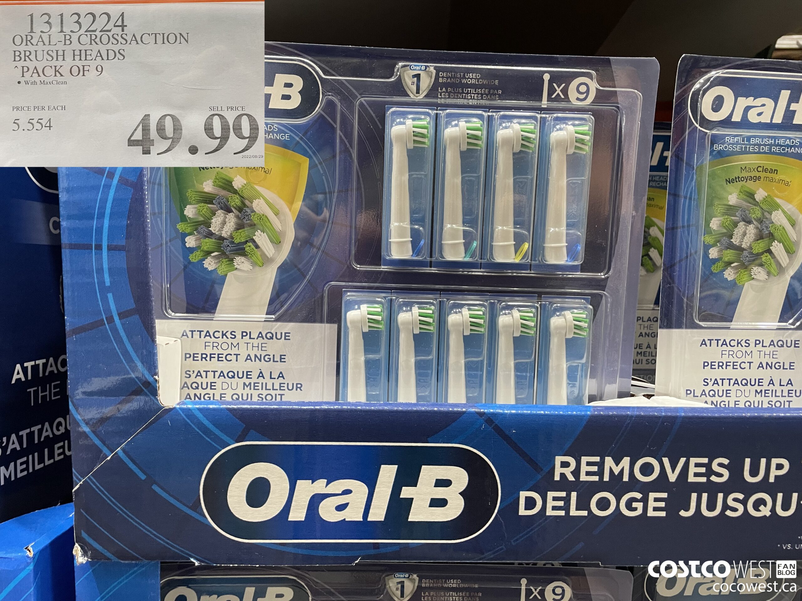 1313224 ORAL-B CROSSACTION BRUSH HEADS PACK OF 9 $49.99