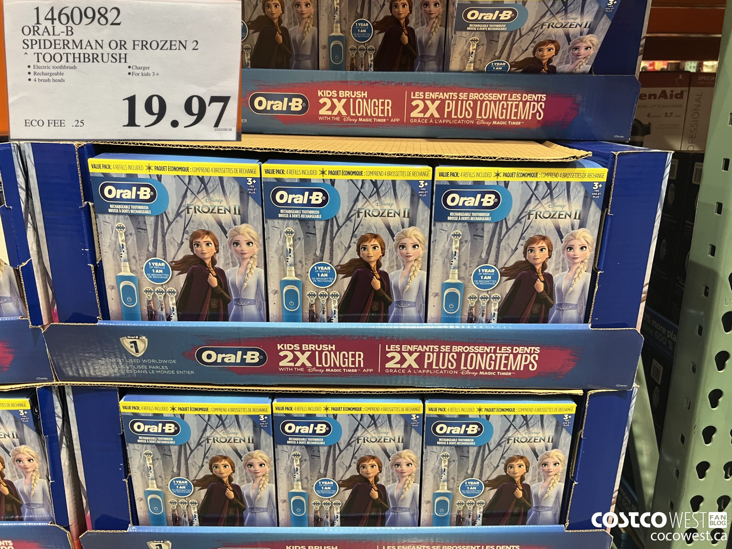 1460982 ORAL-B SPIDERMAN OR FROZEN 2 TOOTHBRUSH $19.97