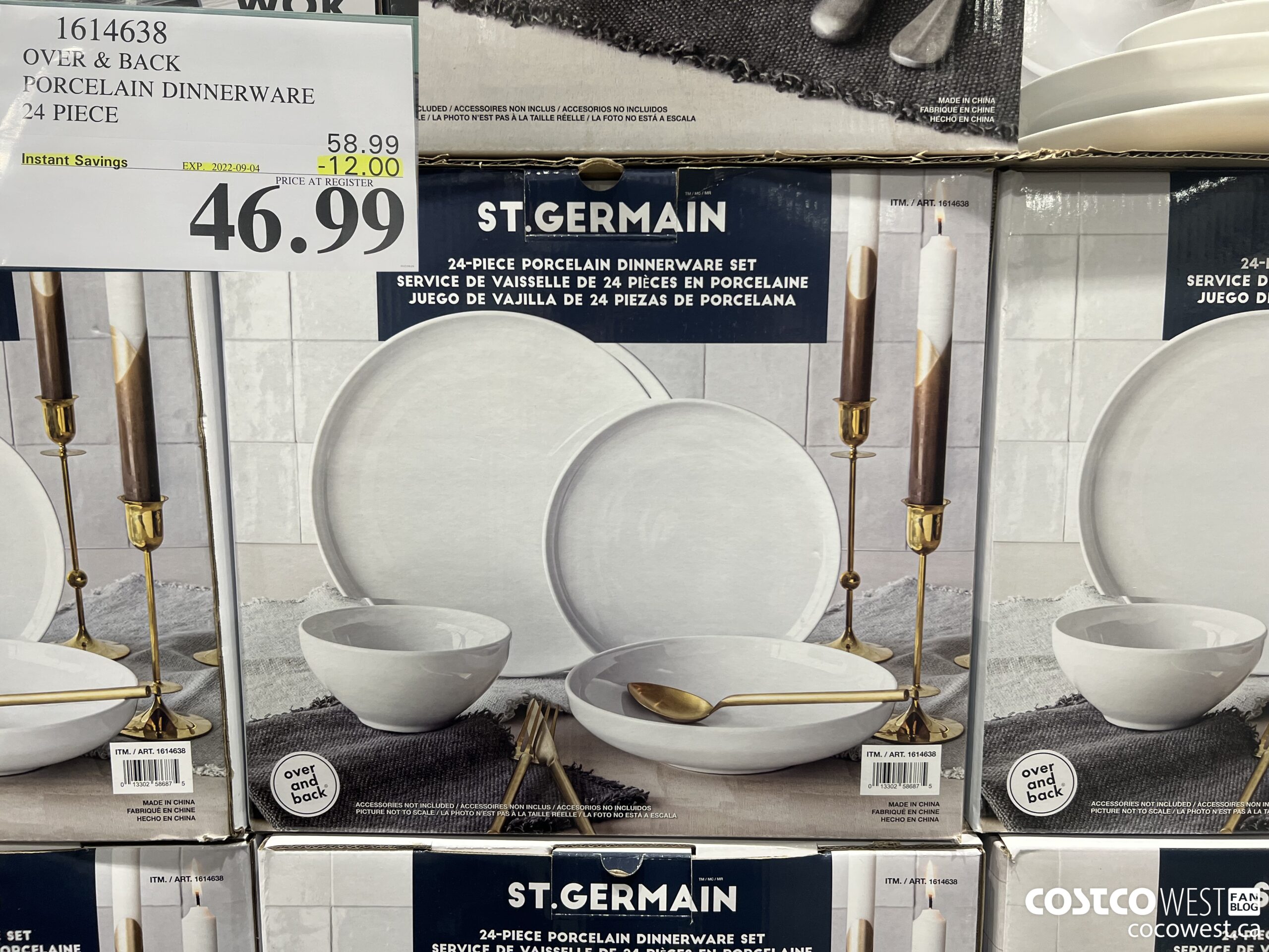 1614638 OVER & BACK PORCELAIN DINNERWARE 24 PIECE ($12.00 INSTANT SAVINGS EXPIRES ON 2022-09-04) $46.99