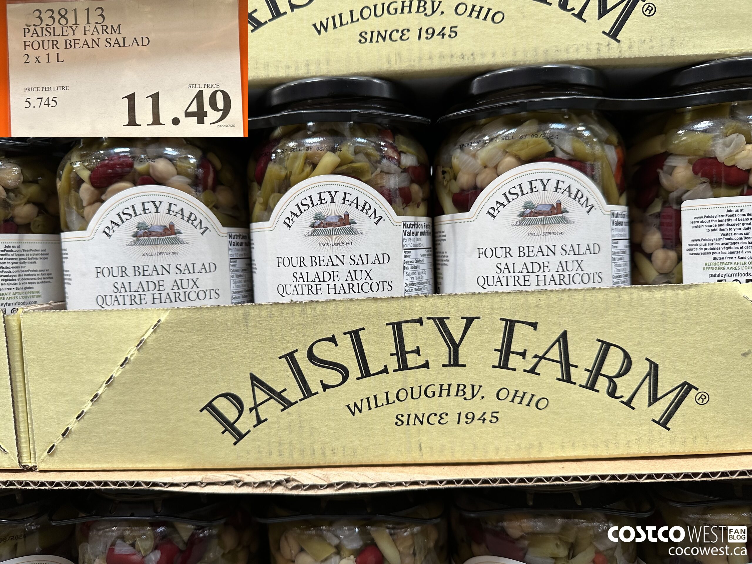 338113 PAISLEY FARM FOUR BEAN SALAD 2 X 1L $11.49