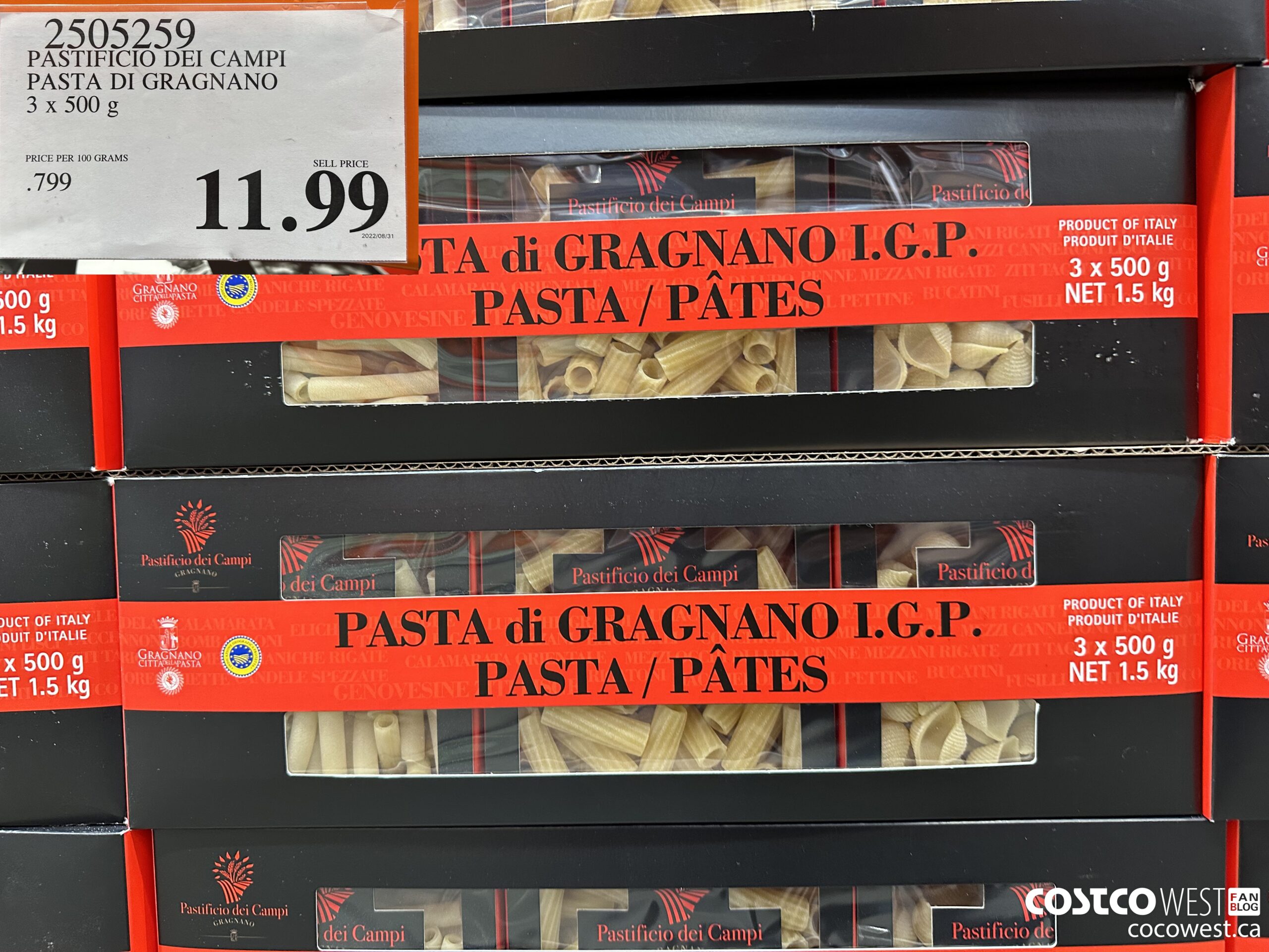 2505259 PASTIFICIO DEI CAMPI PASTA DI GRAGNANO 3 X 500 G $11.99
