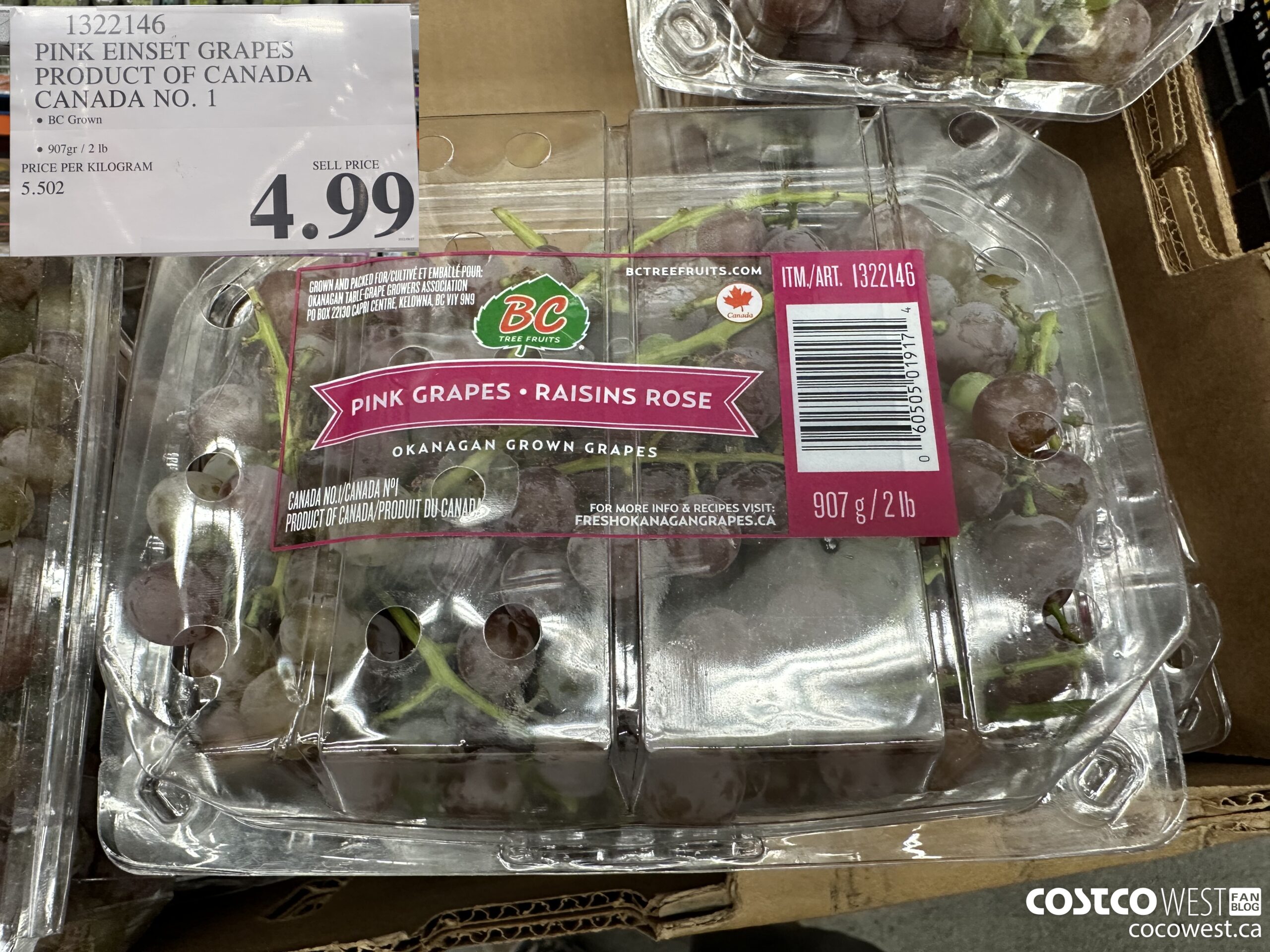 1322146 PINK EINSET GRAPES PRODUCT OF CANADA CANADA NO. 1 $4.99