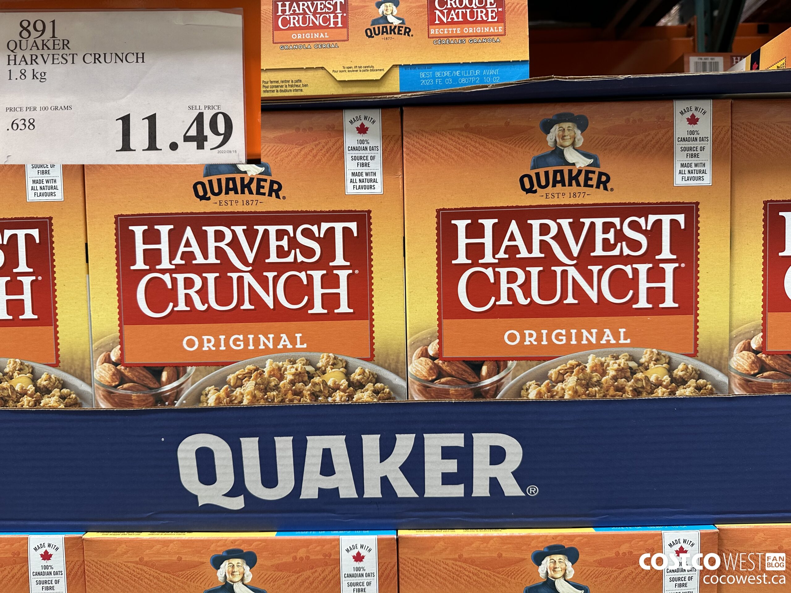 891 QUAKER HARVEST CRUNCH 1.8 KG $11.49