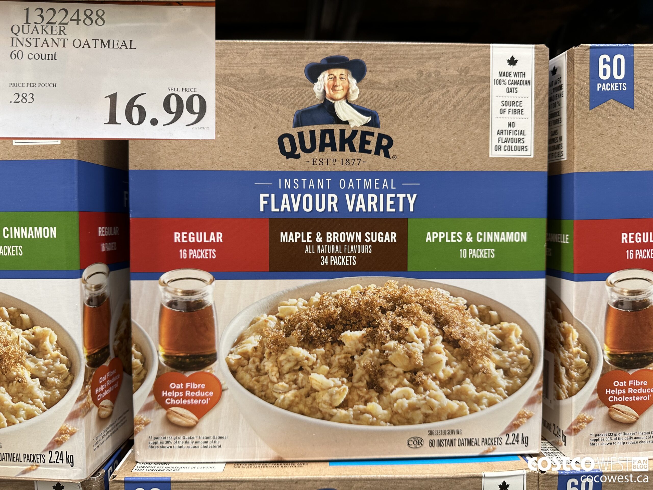 1322488 QUAKER INSTANT OATMEAL 60 count $16.99