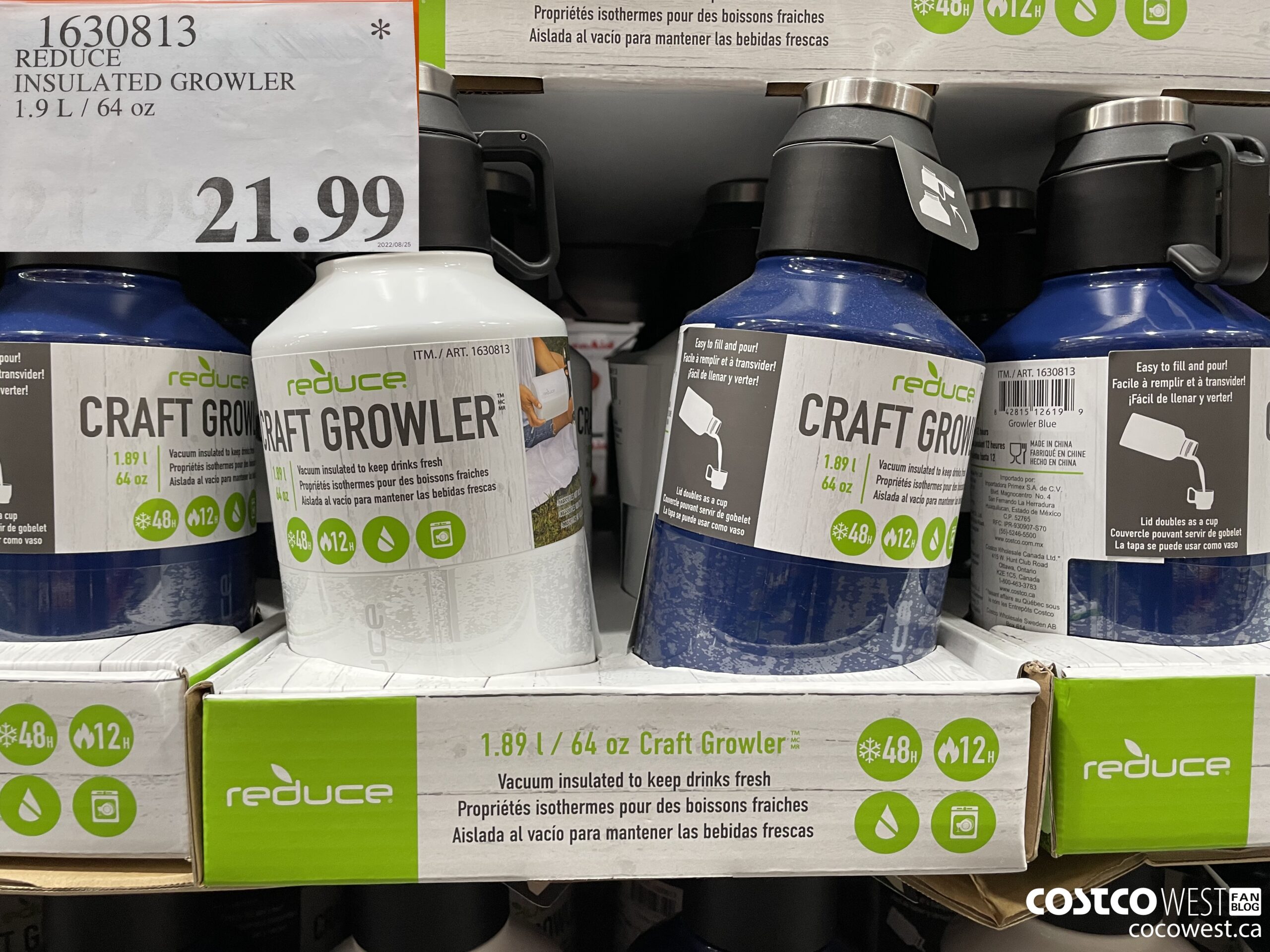 1630813 REDUCE INSULATED GROWLER 1.9 L / 64 OZ $21.99