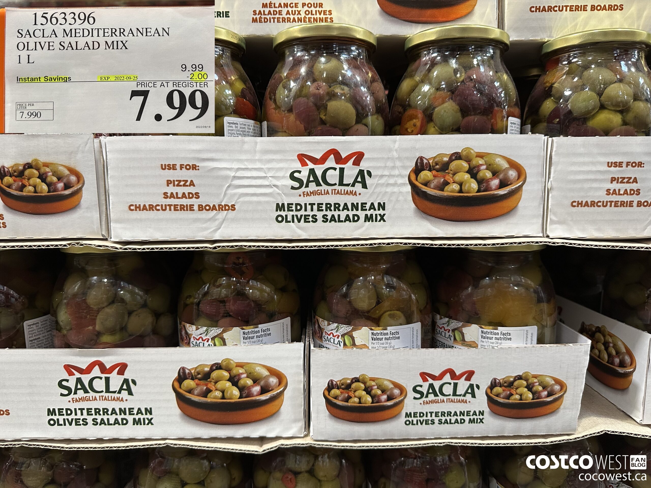 1563396 SACLA MEDITERRANEAN OLIVE SALAD MIX 1 L ($2.00 INSTANT SAVINGS EXPIRES ON 2022-09-25) $7.99