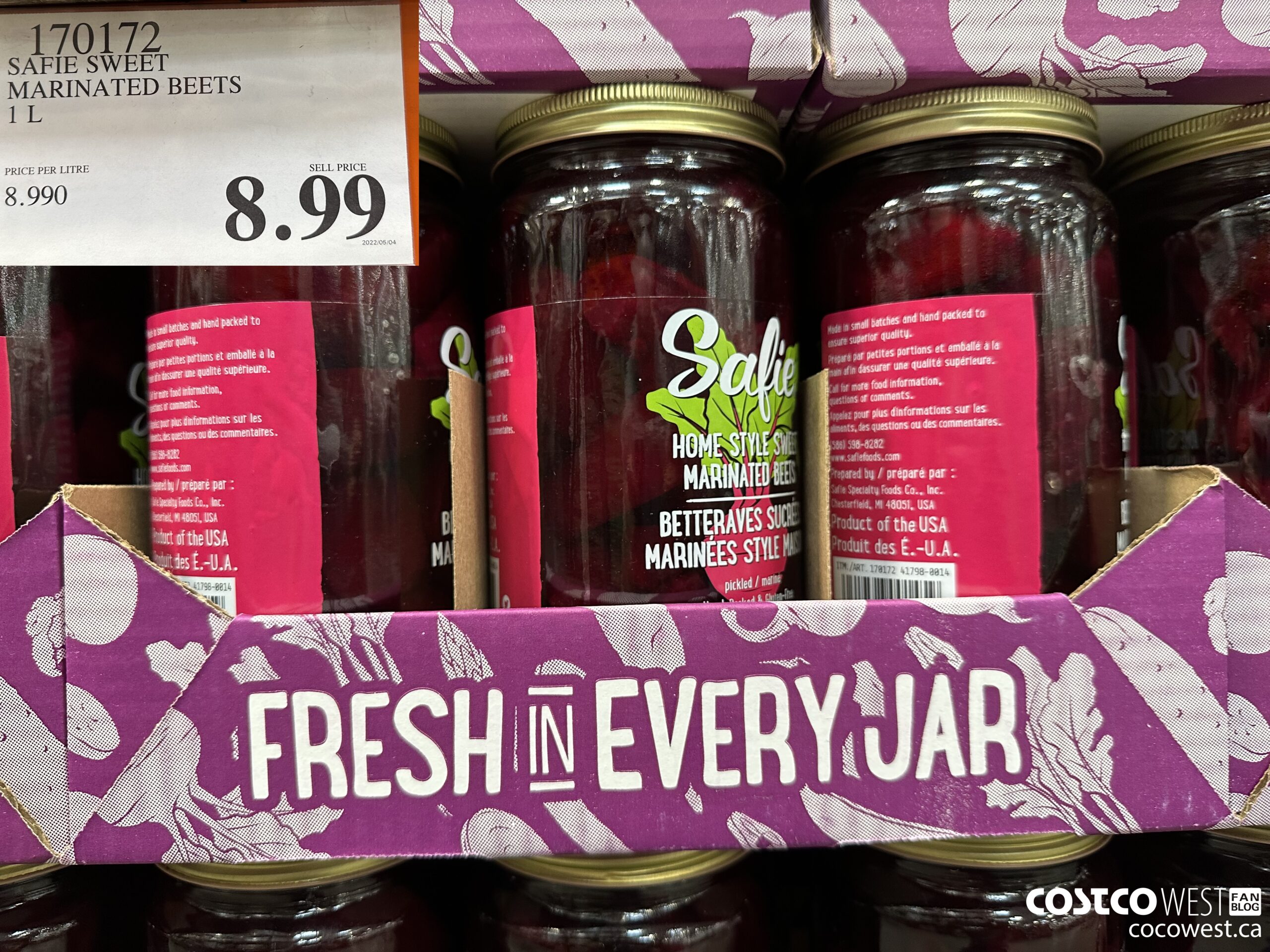 170172 SAFIE SWEET MARINATED BEETS 1L $8.99