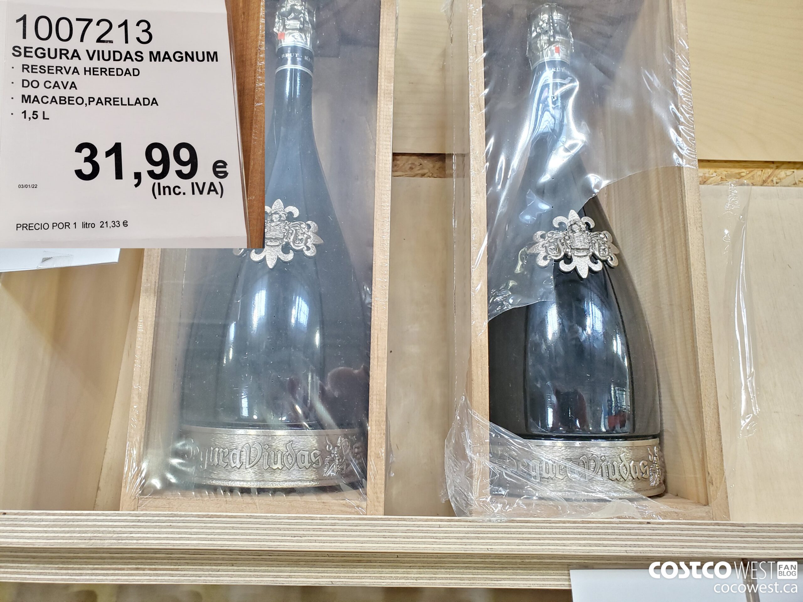 1007213 SEGURA VIUDAS MAGNUM RESERVA HEREDAD DO CAVA MACABEO, PARELLADA 1.5 L $31.99