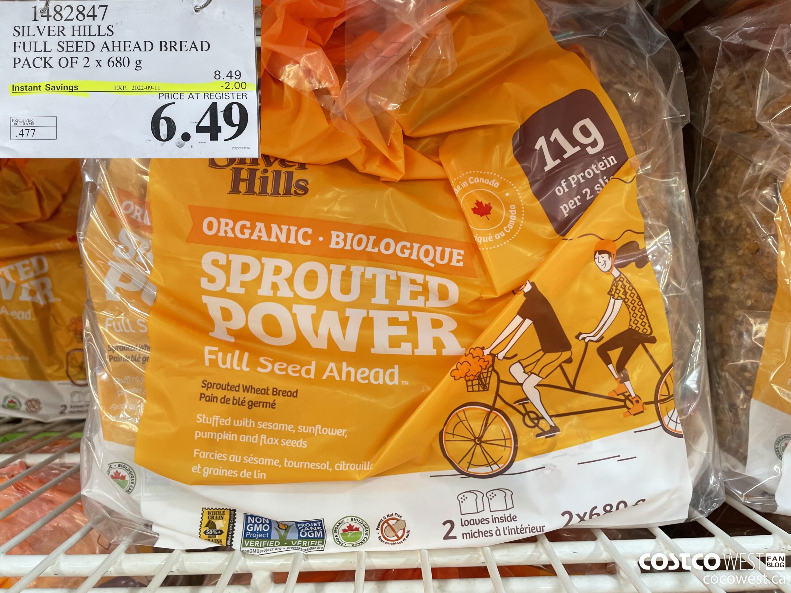 1482847 SILVER HILLS FULL SEED AHEAD BREAD PACK OF 2 x 680 g ($2.00 INSTANT SAVINGS EXPIRES ON 2022-09-11) $6.49