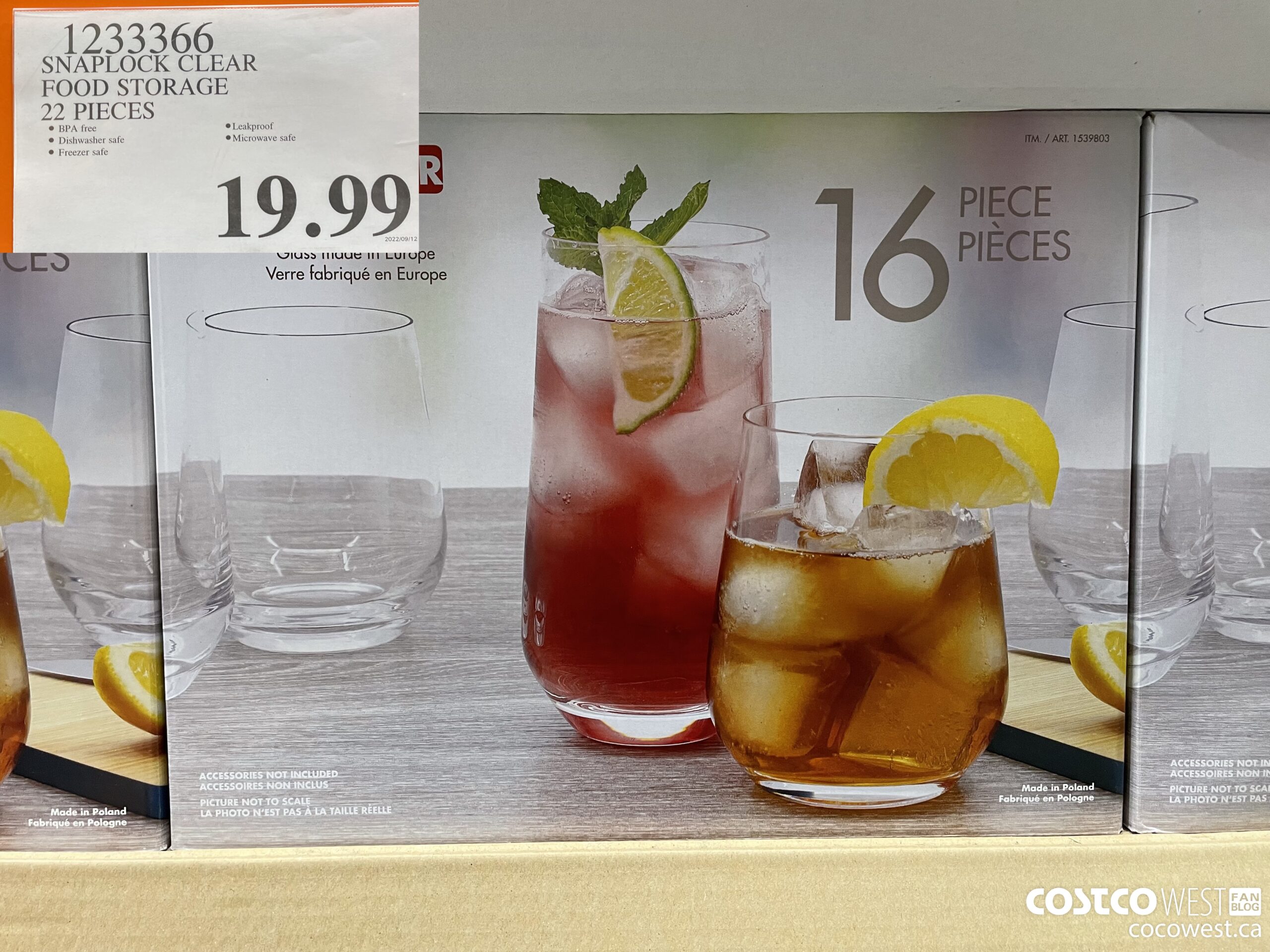 1233366 SNAPLOCK CLEAR FOOD STORAGE 22 PIECES $19.99