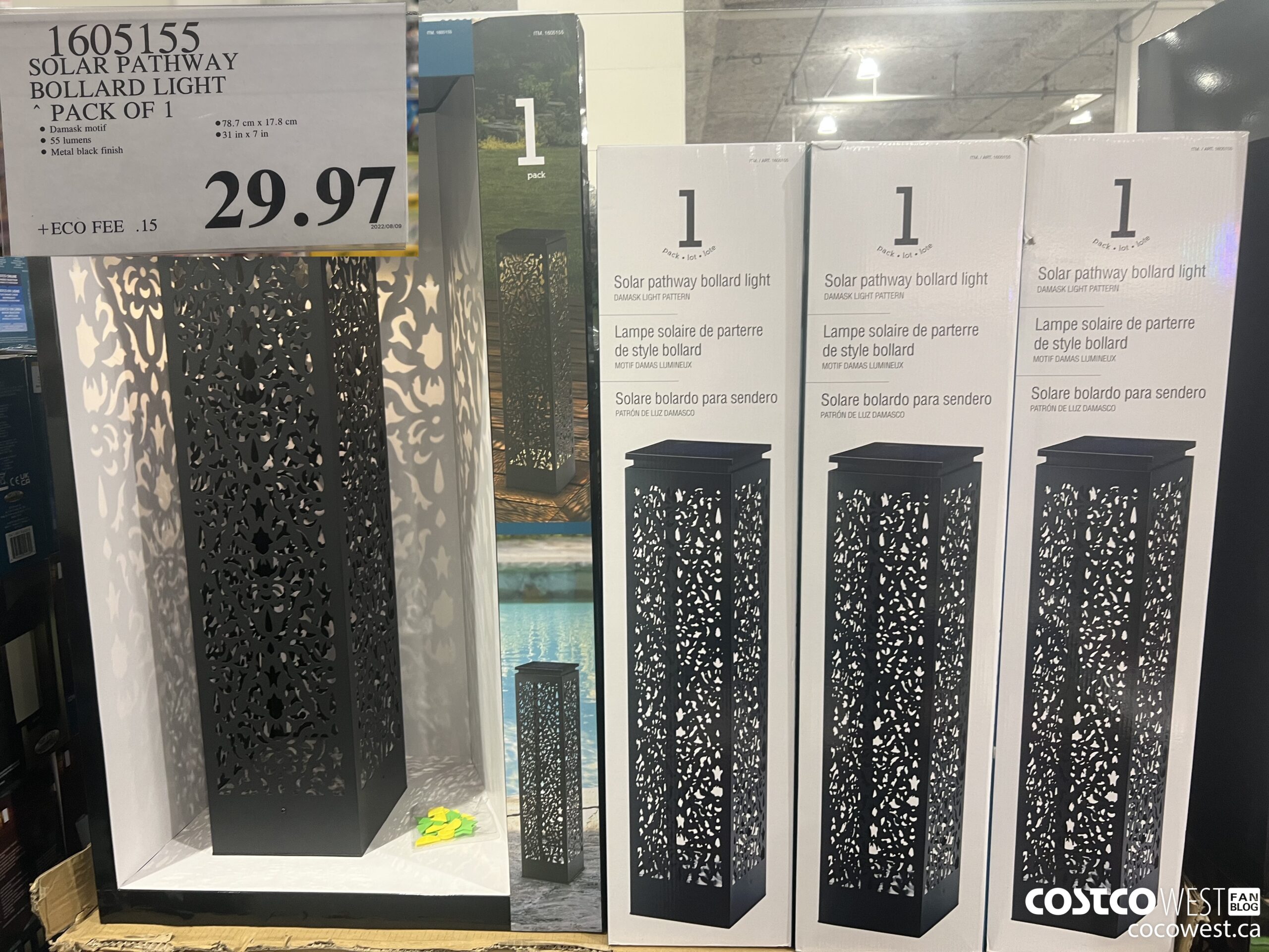 1605155 SOLAR PATHWAY BOLLARD LIGHT PACK OF 1 $29.97