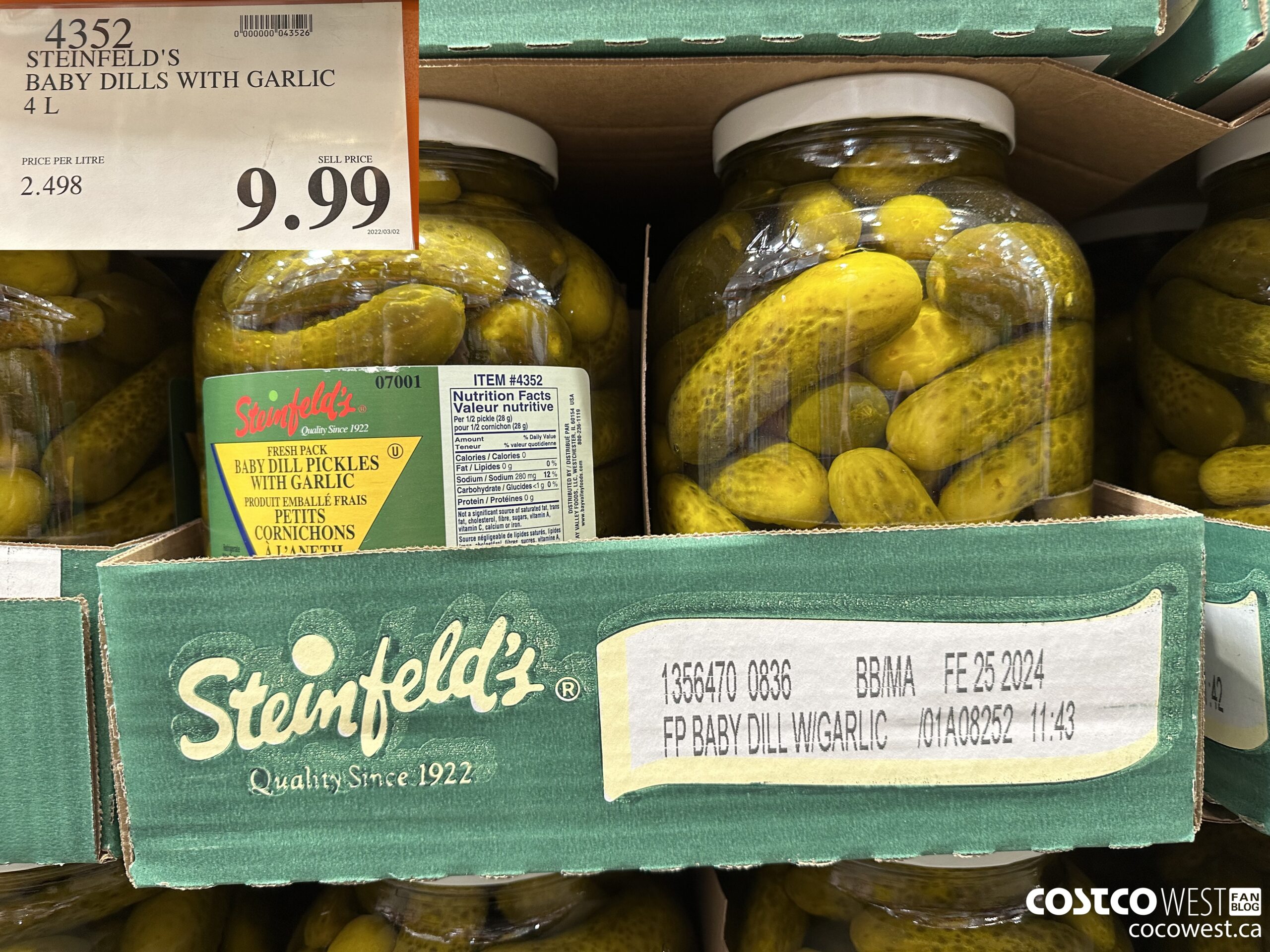 4352 STEINFELD'S BABY DILLS WITH GARLIC 4L $9.99