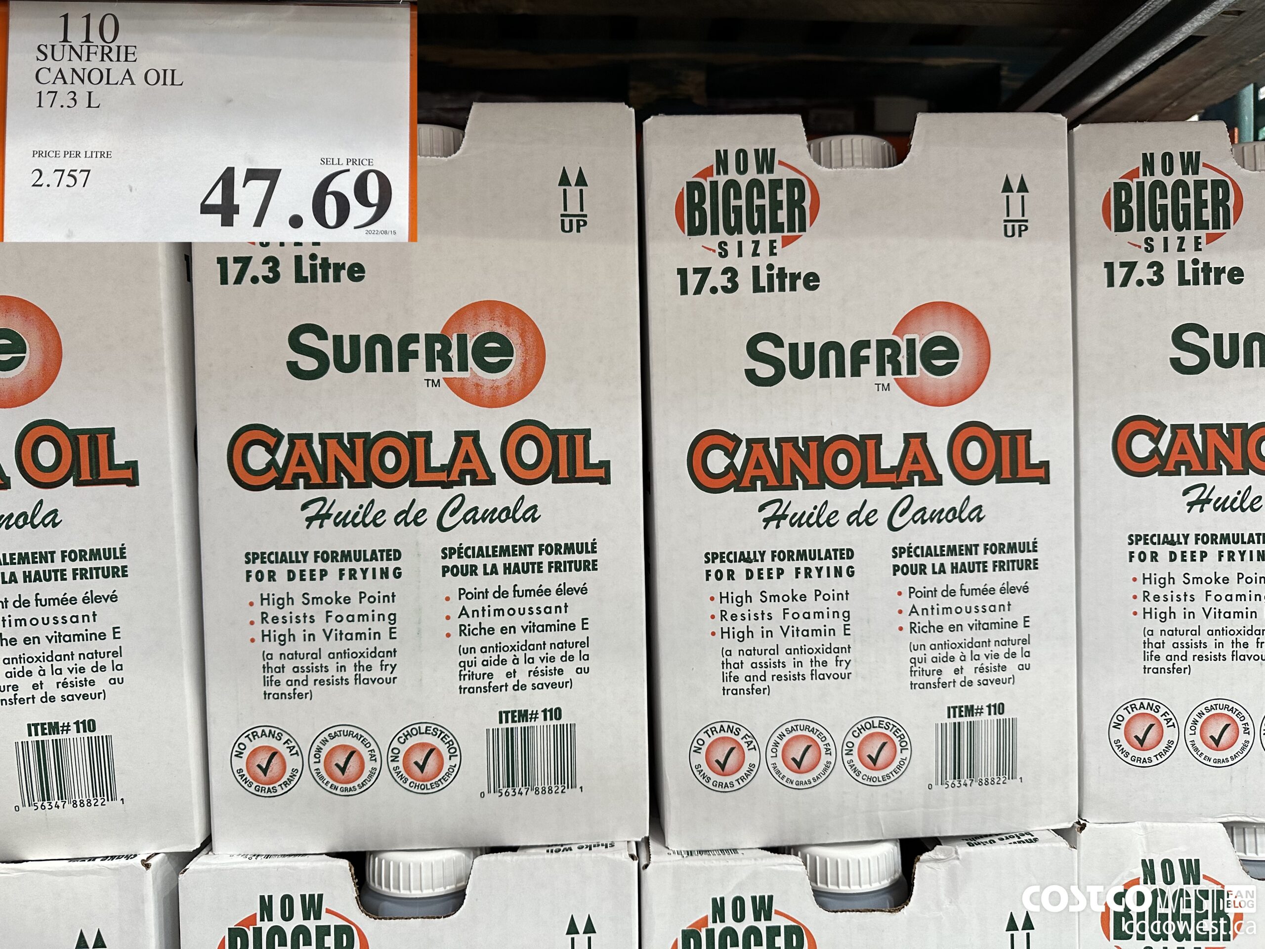 110 SUNFRIE CANOLA OIL 17.3 L $47.69