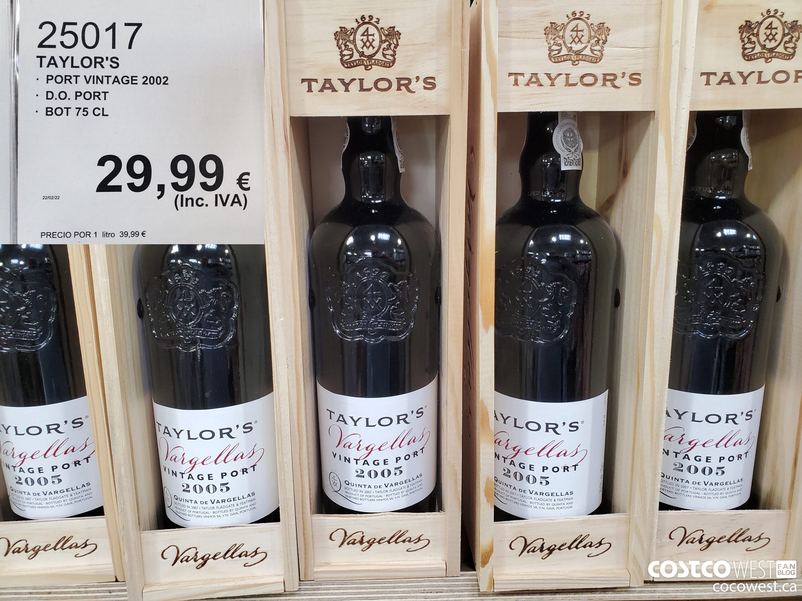 25017 TAYLOR'S PORT VINTAGE 2002 D.O. PORT BOT 75 CL $29.99