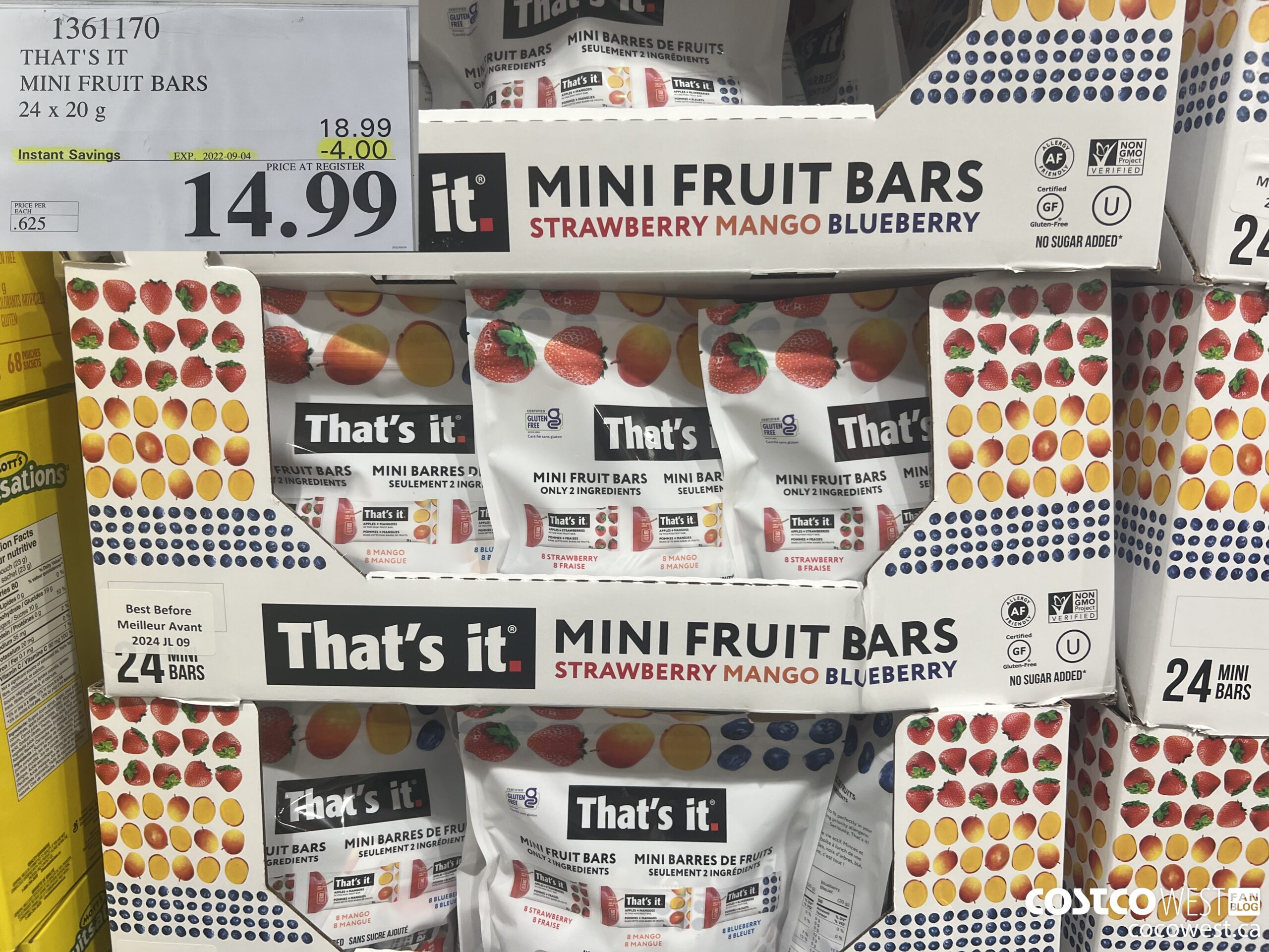 1361170 THAT'S IT MINI FRUIT BARS 24 x 20g ($4.00 INSTANT SAVINGS EXPIRES ON 2022-09-04) $14.99