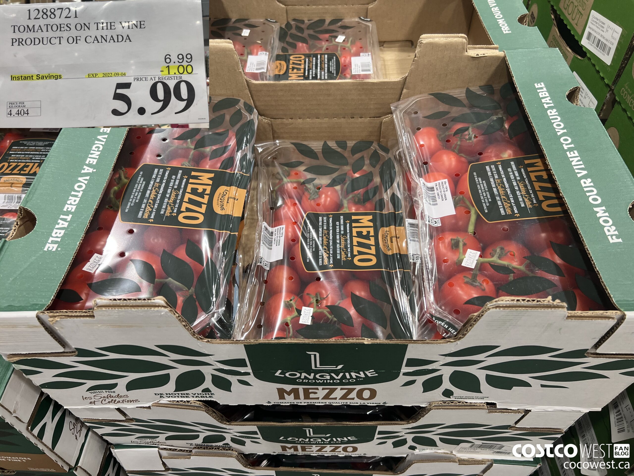 1288721 TOMATOES ON THE VINE PRODUCT OF CANADA ($1.00 INSTANT SAVINGS EXPIRES ON 2022-09-04) $5.99