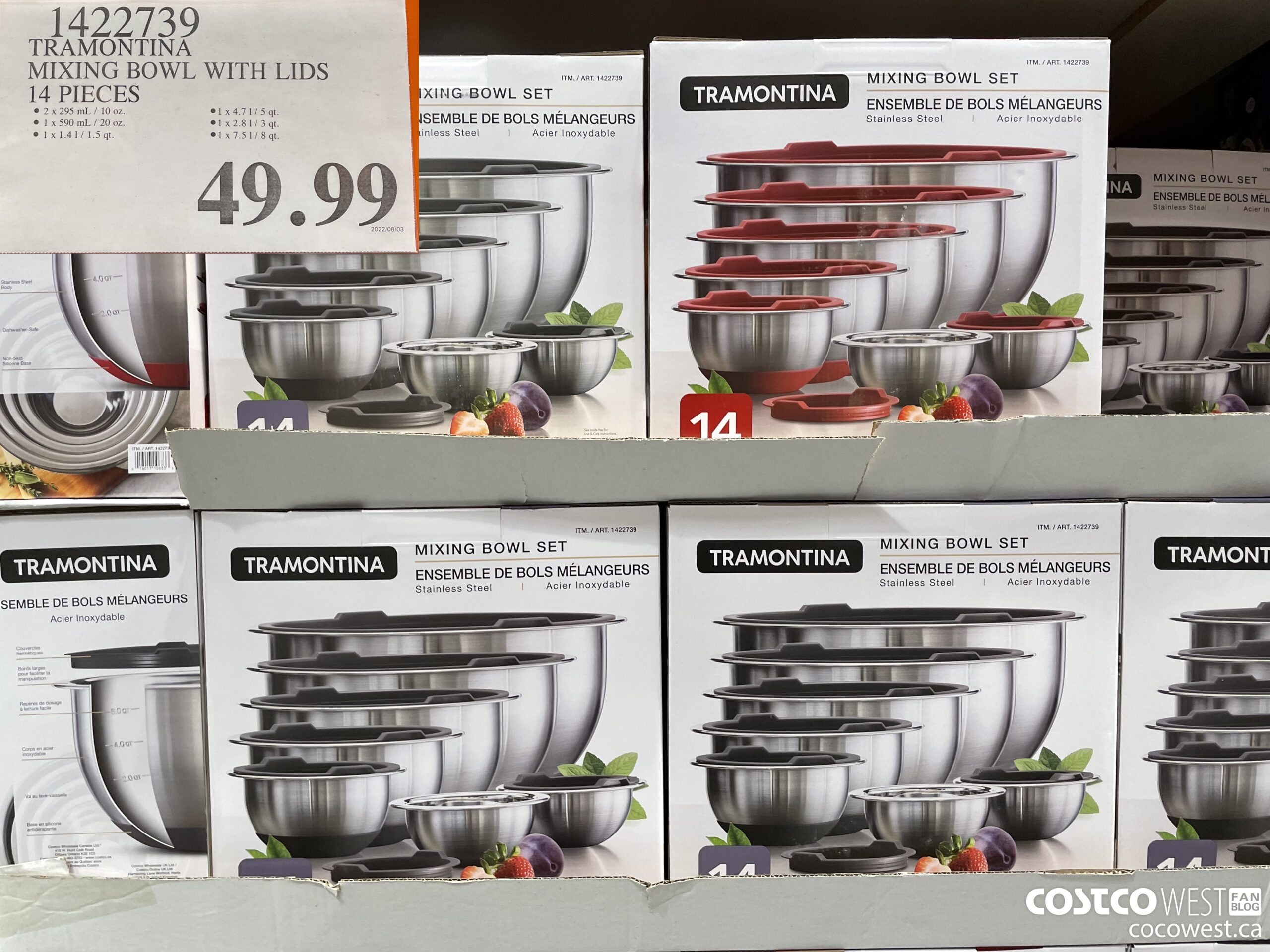 1422739 TRAMONTINA MIXING BOWL WITH LIDS 14 PIECES $49.99