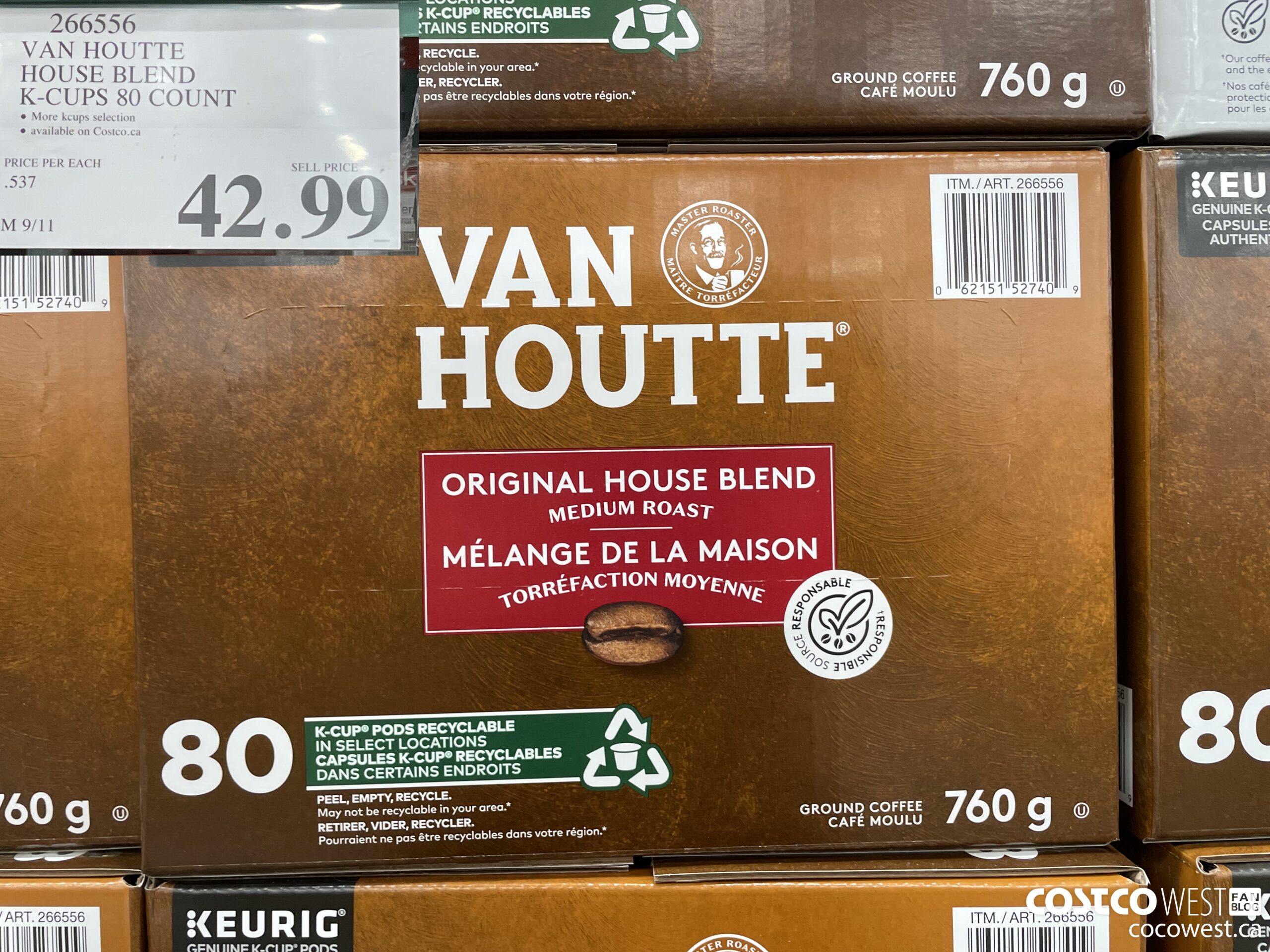 266556 VAN HOUTTE HOUSE BLEND K-CUPS 80 COUNT $42.99