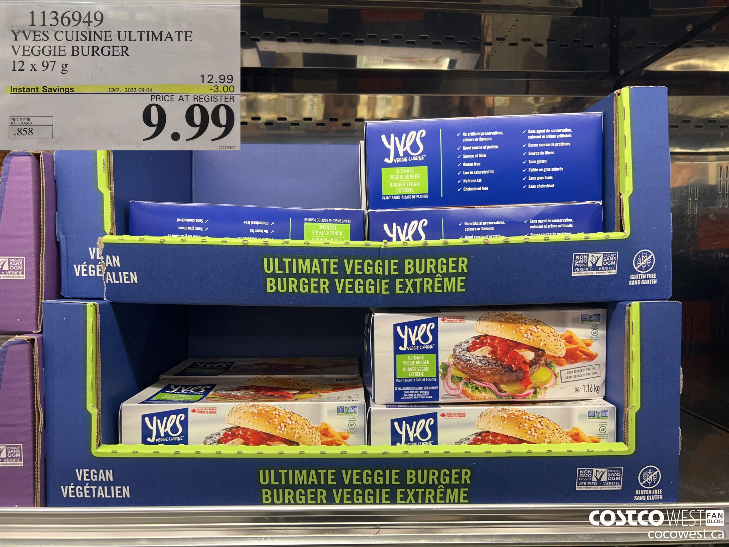 1136949 YVES CUISINE ULTIMATE VEGGIE BURGER 12 x 97 g ($3.00 INSTANT SAVINGS EXPIRES ON 2022-09-04) $9.99