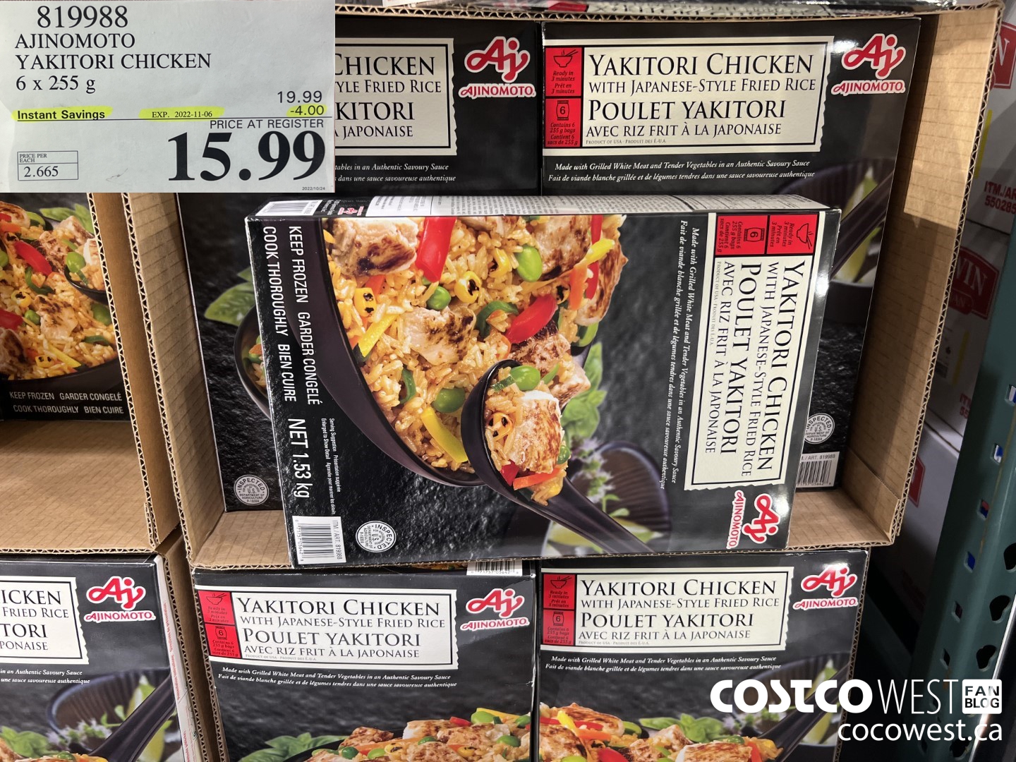 819988 AJINOMOTO CHICKEN FRIED RICE 6 X 255 G ($4.00 INSTANT SAVINGS EXPIRES ON 2022-11-06) $15.99