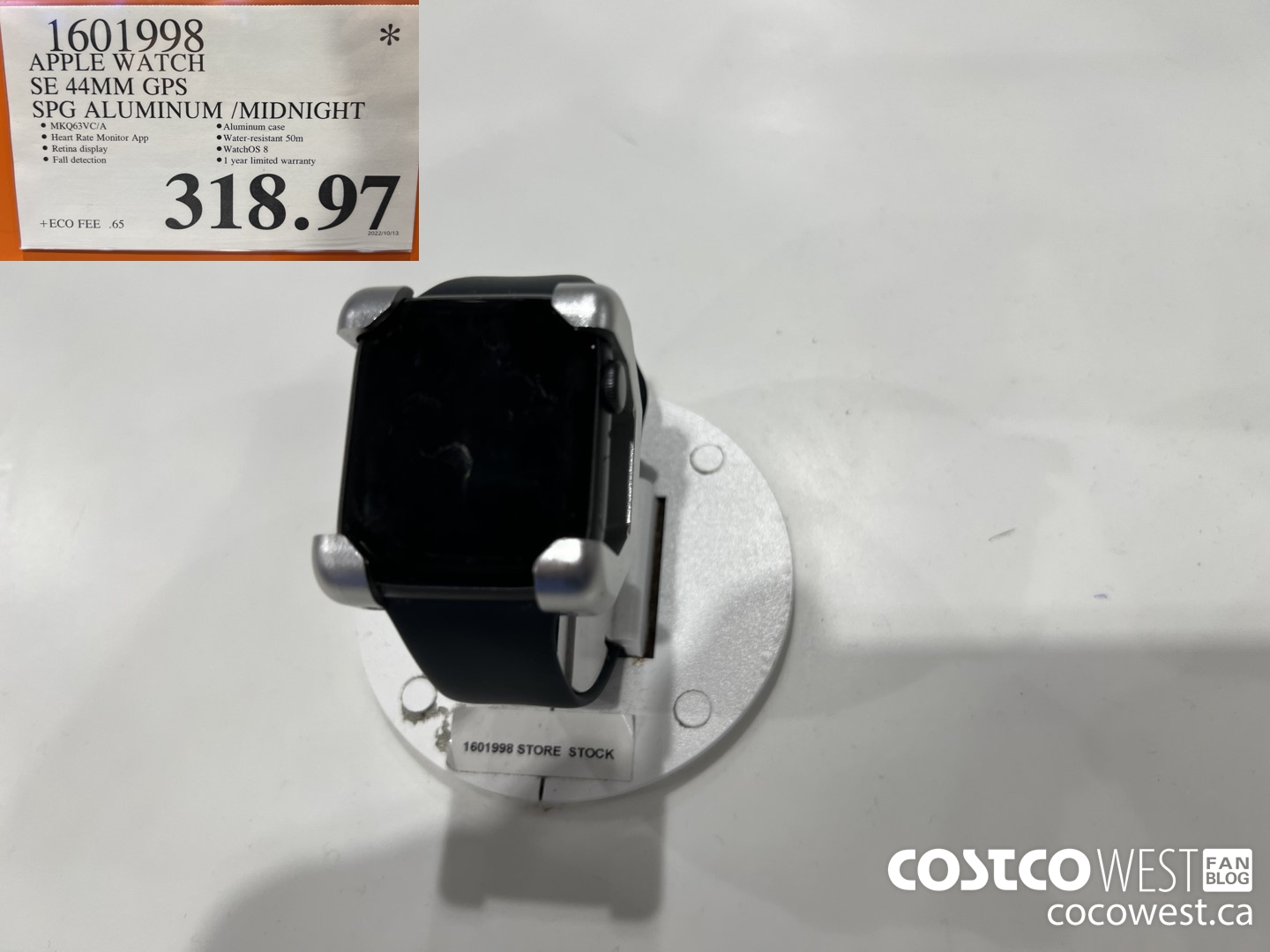 1601998 APPLE WATCH SE 44MM GPS SPG ALUMINUM / MIDNIGHT  $318.97