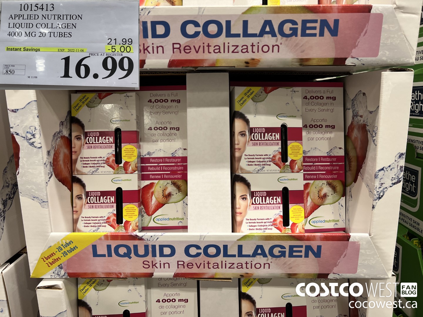 1015413 APPLIED NUTRITION LIQUID COLLAGEN 4000 MG 20 TUBES ($5.00 INSTANT SAVINGS EXPIRES ON 2022-11-06) $16.99